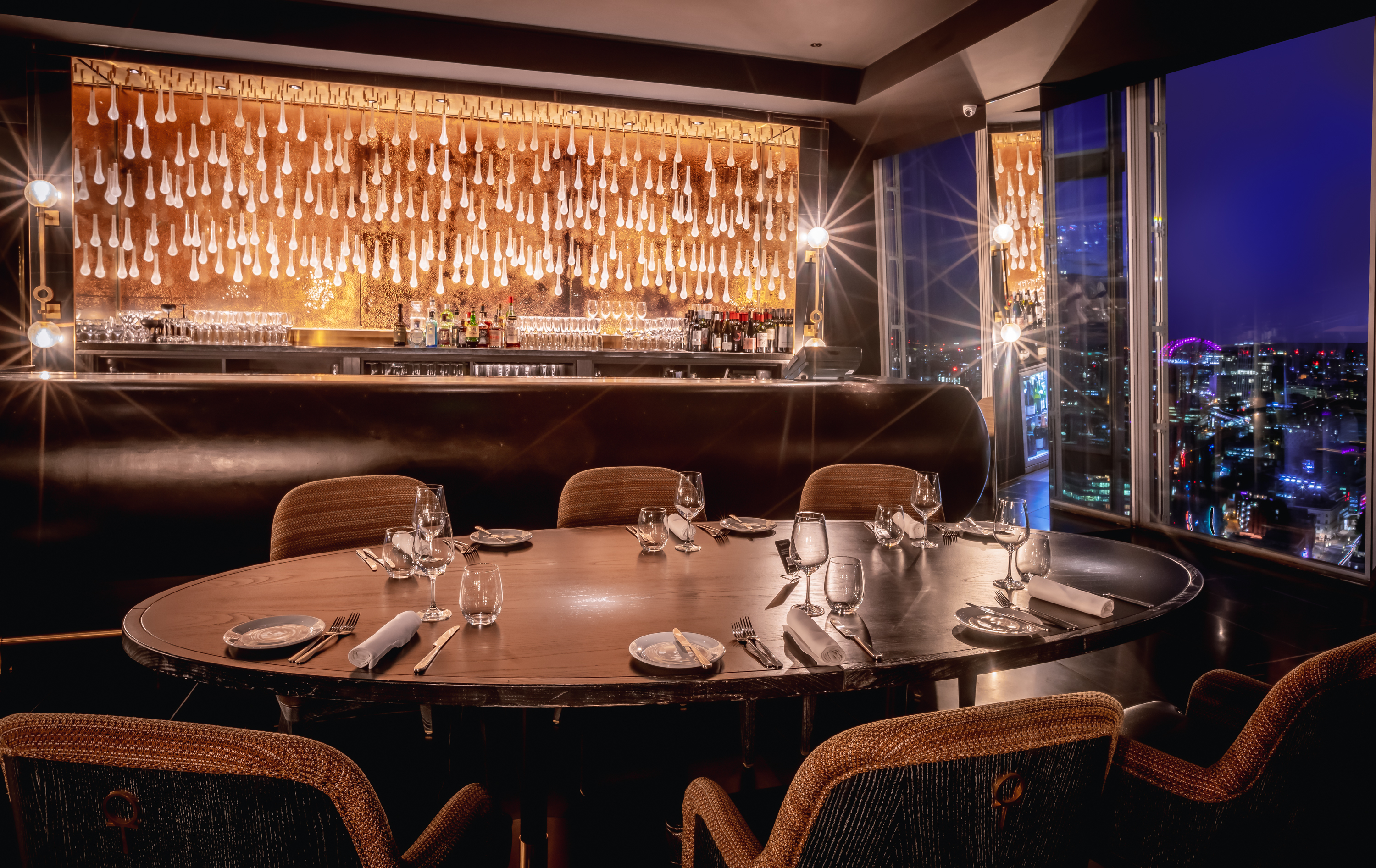 Elegant dining space at Aqua Shard, ideal for exclusive events and networking.