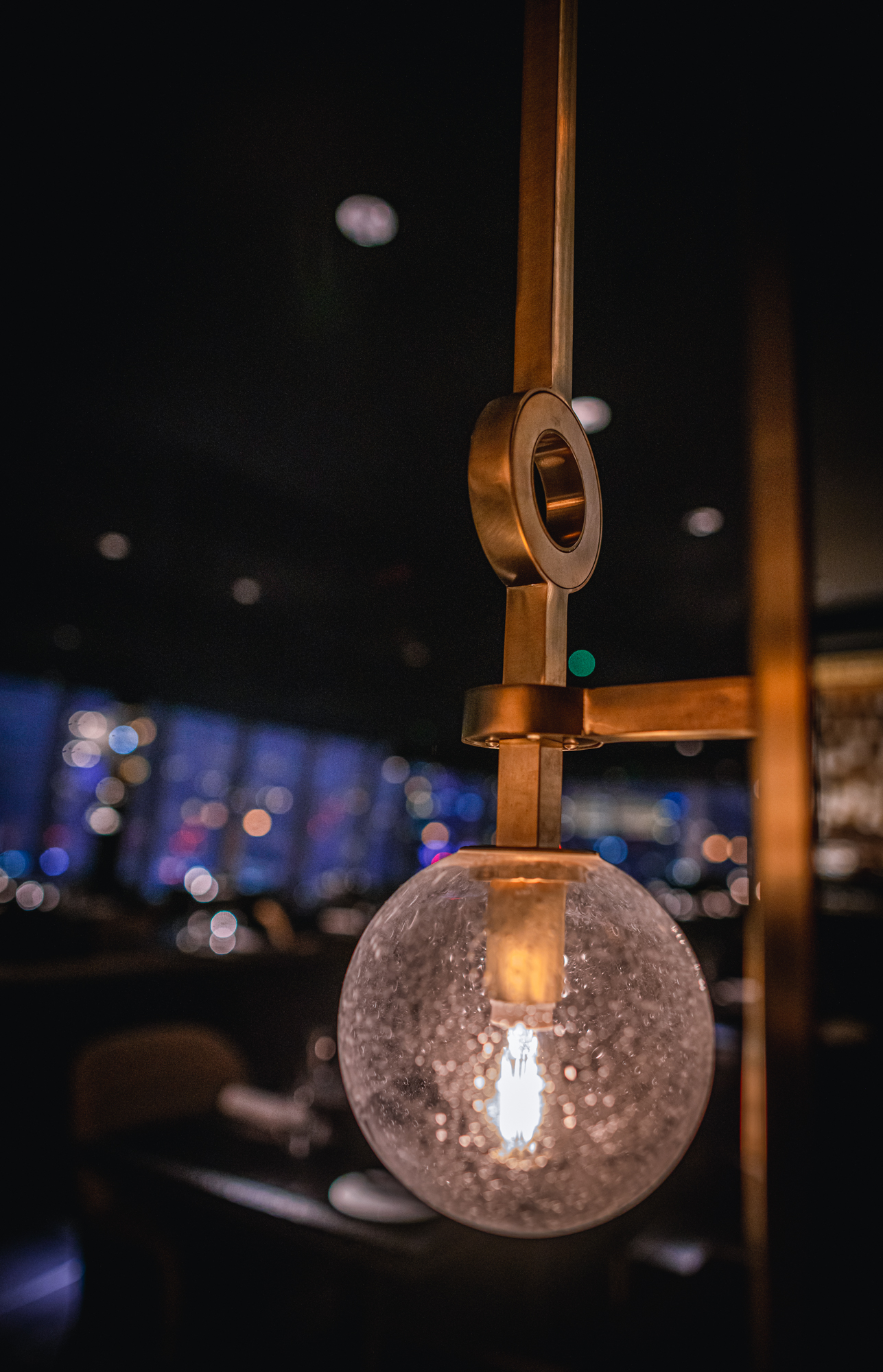 Elegant lighting fixture at Aqua Shard, ideal for networking events and gatherings.