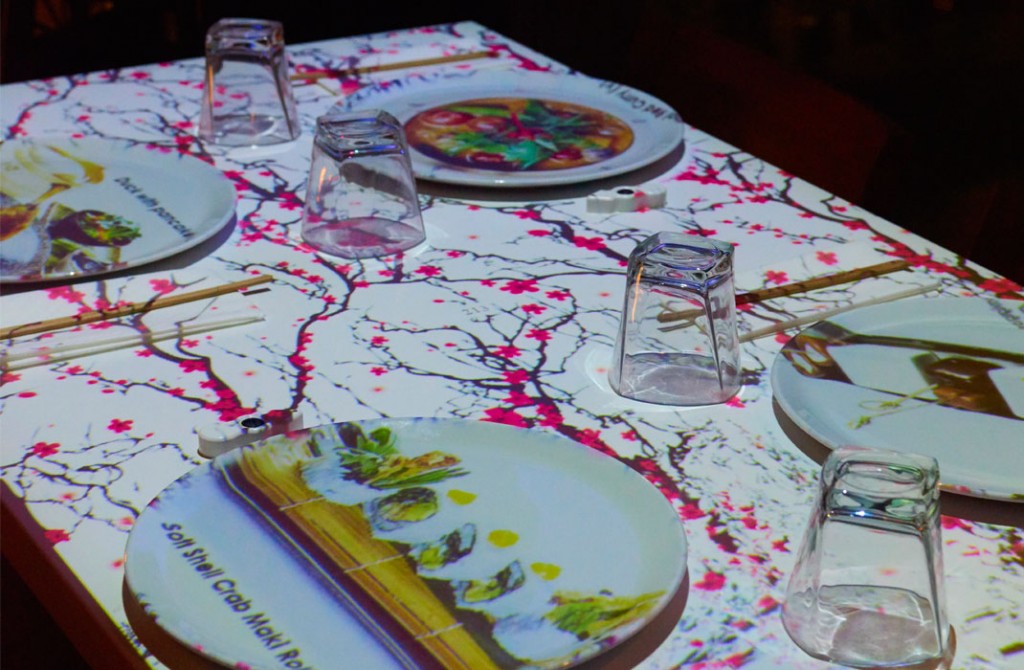 Innovative projected table at Inamo Covent Garden for themed dinners and corporate events.