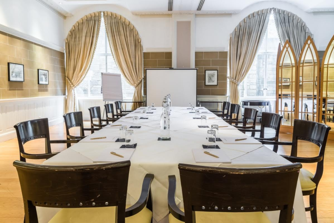 Elegant meeting room in Scotsman Hotel, perfect for corporate events and workshops.