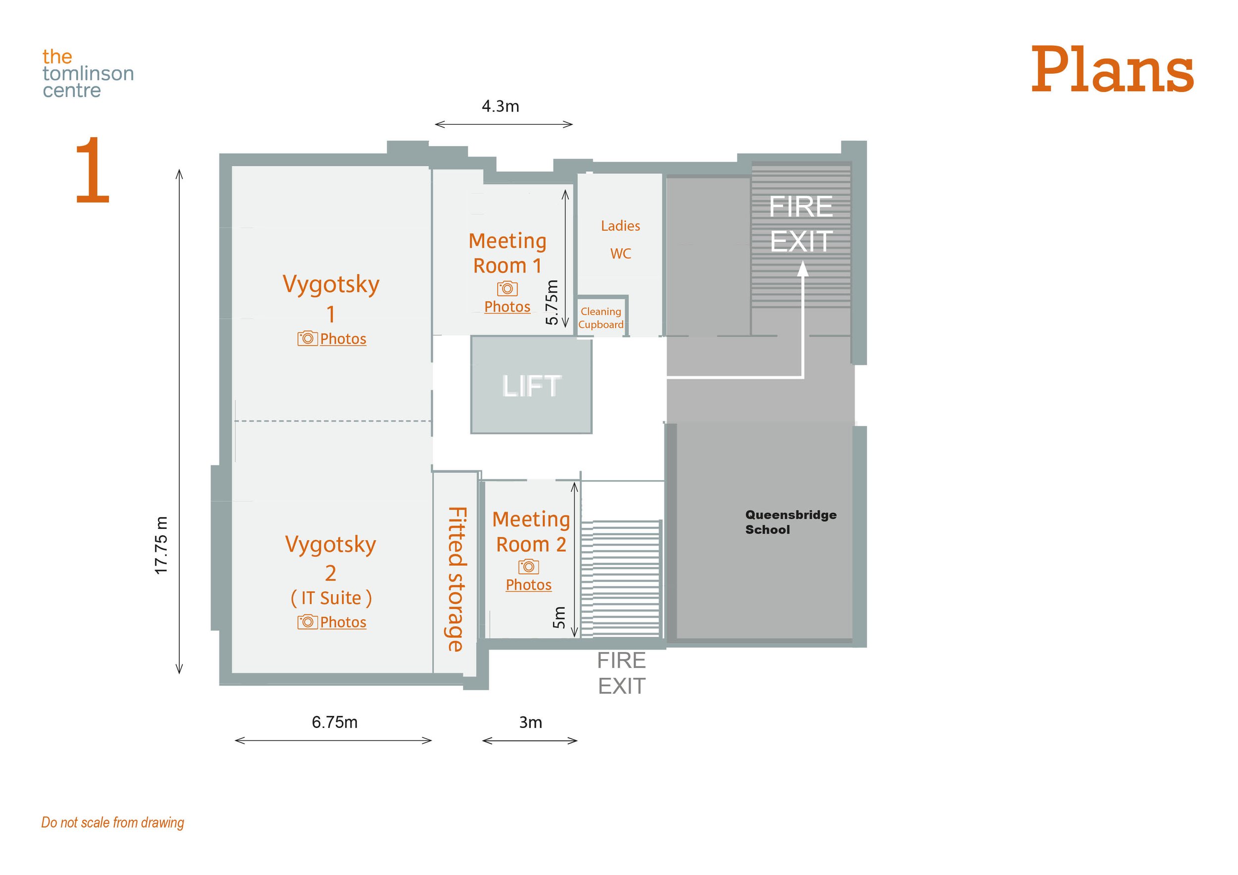 Vygotsky Suite floor plan for accessible meetings and events at The Tomlinson Centre.