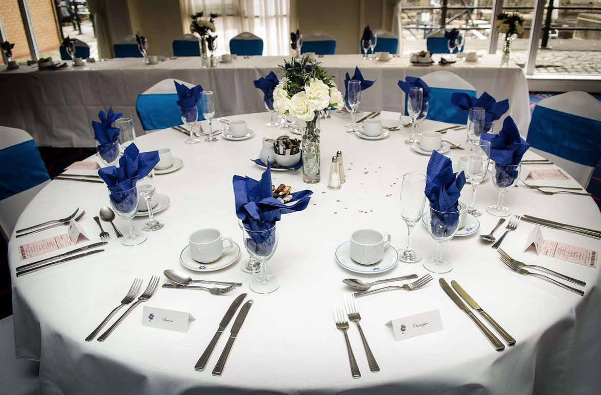 Elegant dining setup at Spinnaker Function Suite for corporate events and celebrations.