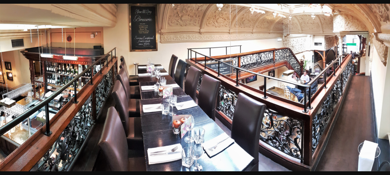 Elegant dining space with balcony view, ideal for exclusive events in Browns Mayfair.