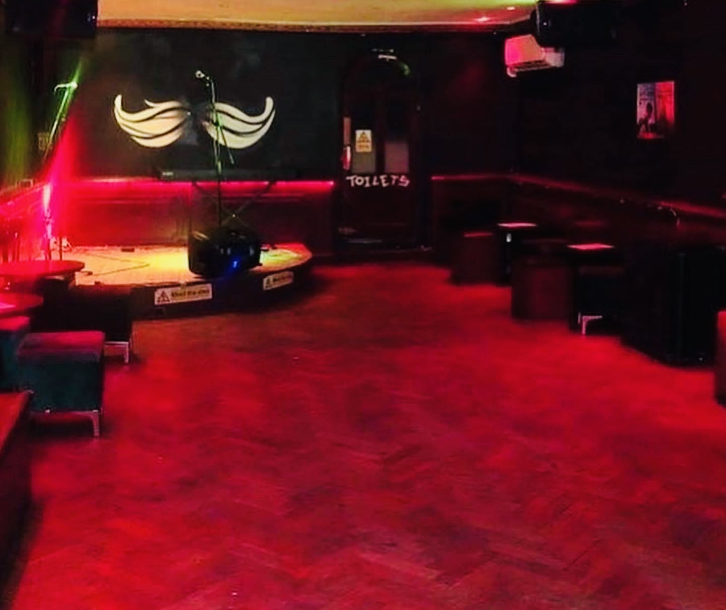 Versatile event space at Moustache Bar Dalston, ideal for live performances and gatherings.