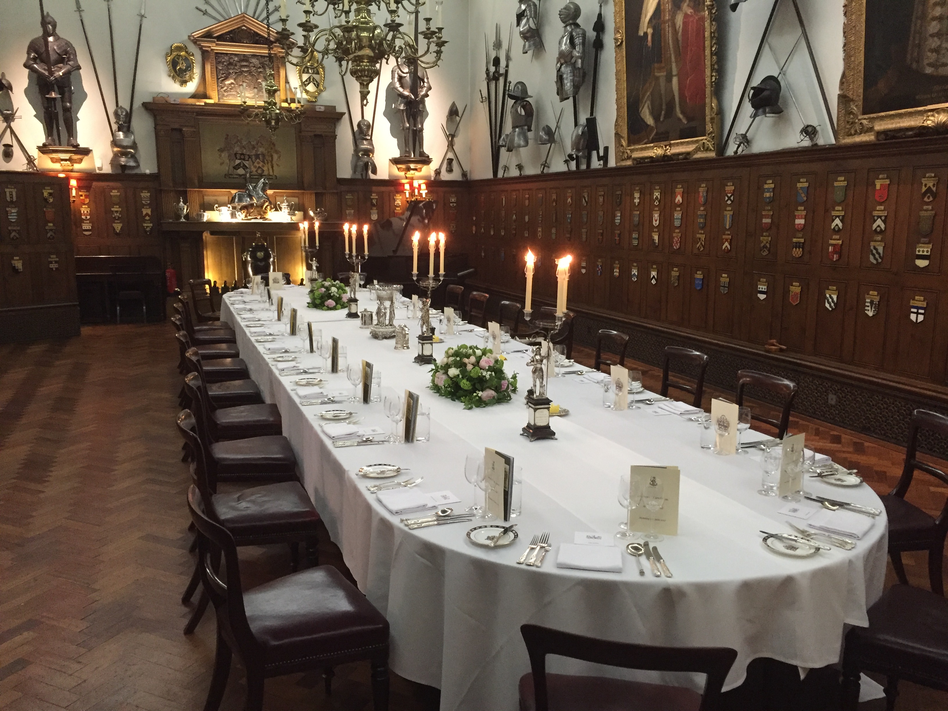 Elegant dining table in Livery Hall, perfect for formal events and gala dinners.