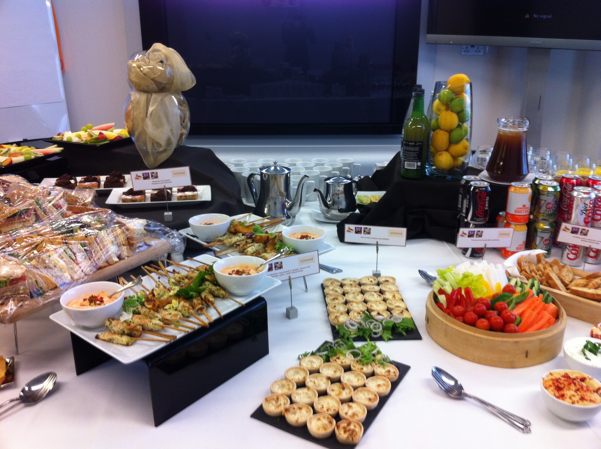 Exclusive hire catering display on The Salient River Boat for events and meetings.