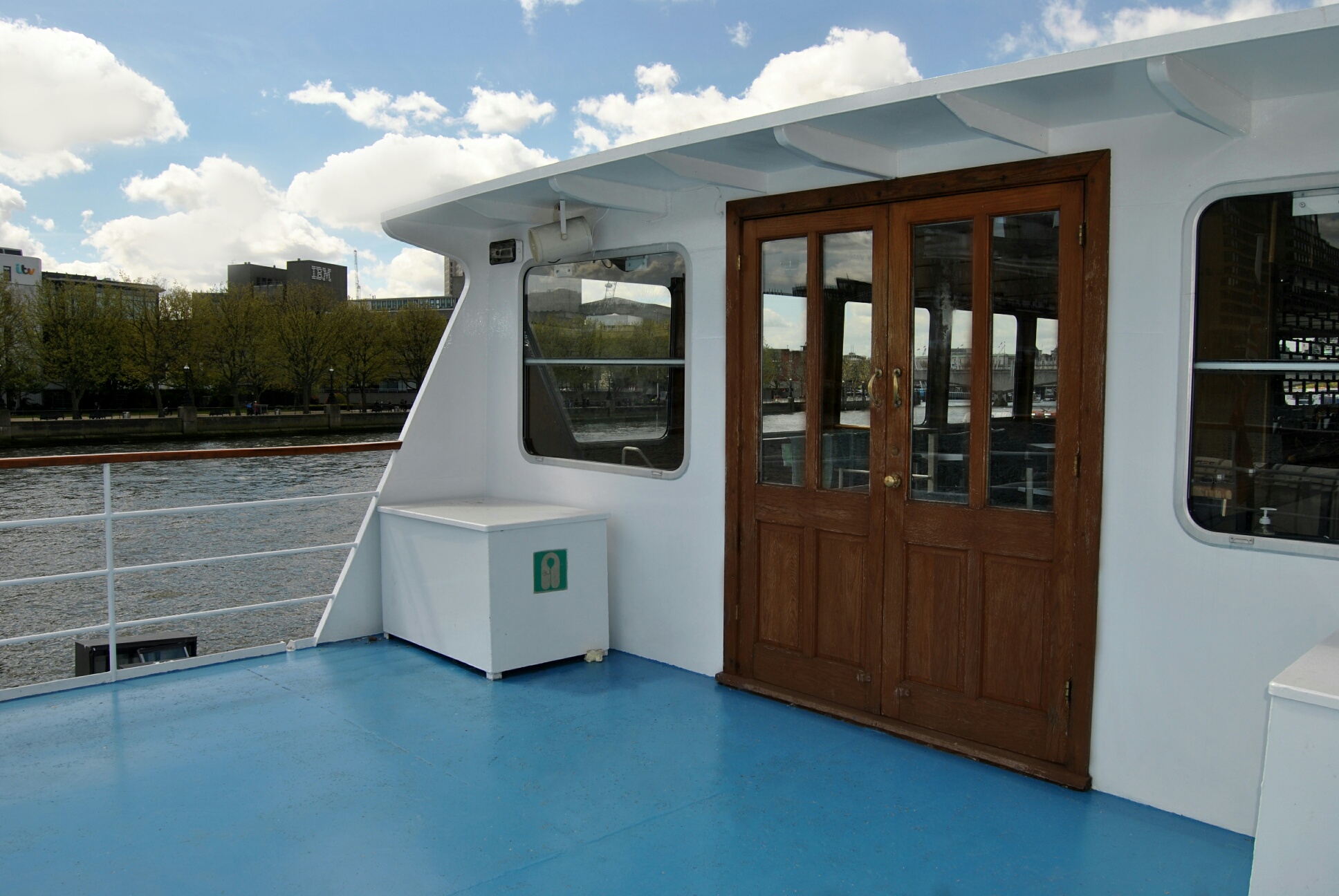 Spacious outdoor deck on The Salient River Boat for events and private parties.