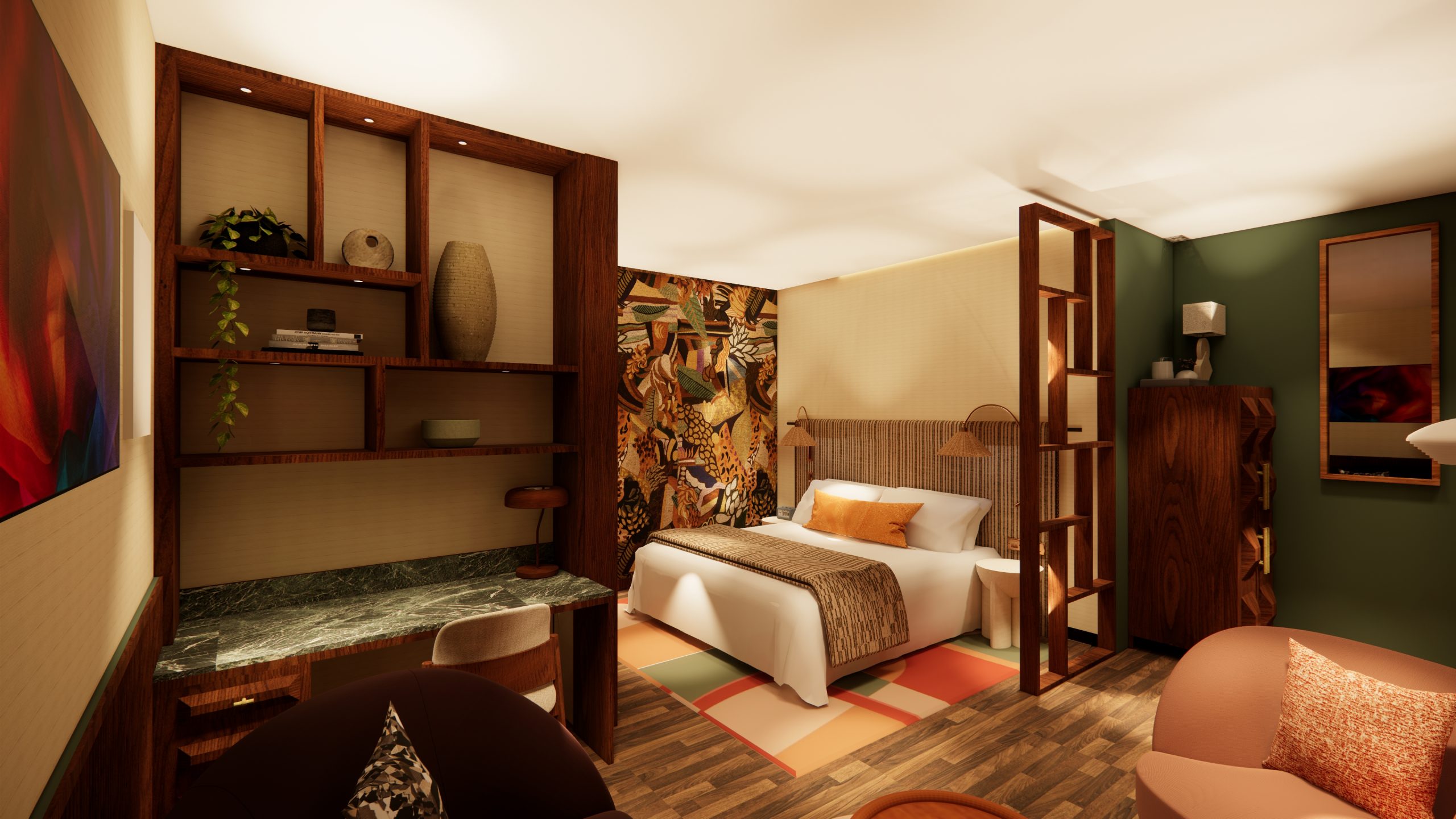 Stylish hotel meeting space at Rockwell Bistro & Wine Bar, perfect for retreats and brainstorming.