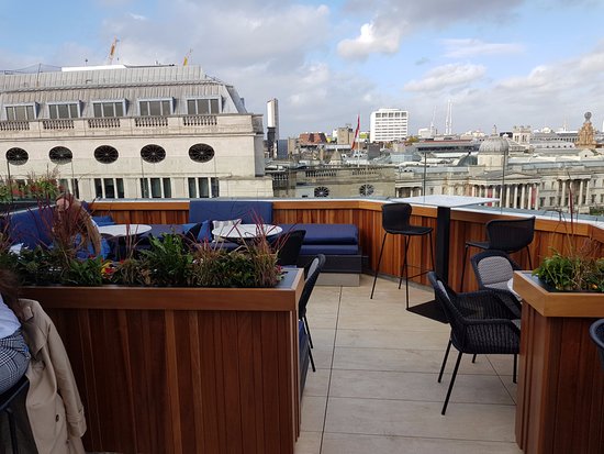 Stylish rooftop venue at The Trafalgar St. James, ideal for cocktail receptions and networking.
