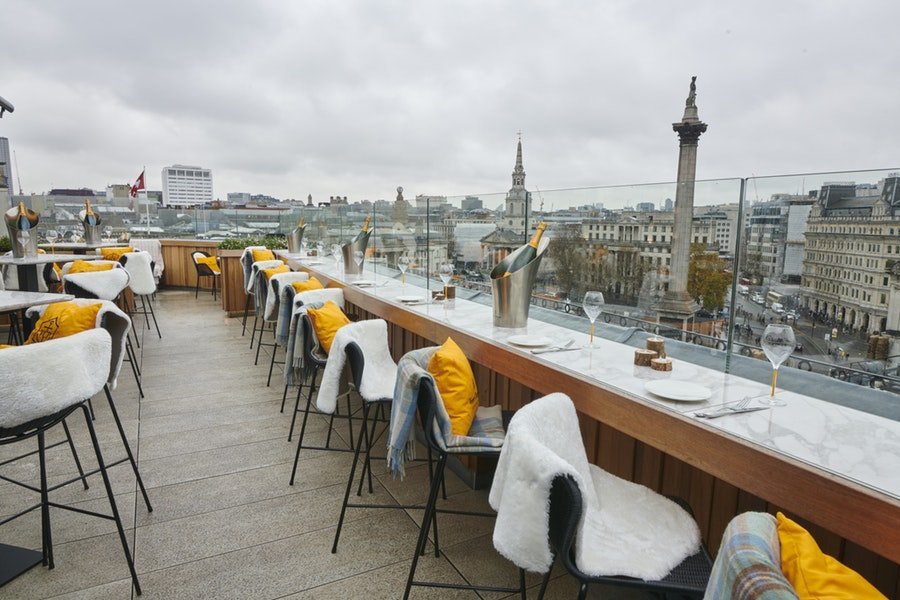 Stylish rooftop venue at The Trafalgar St. James for corporate events or celebrations.