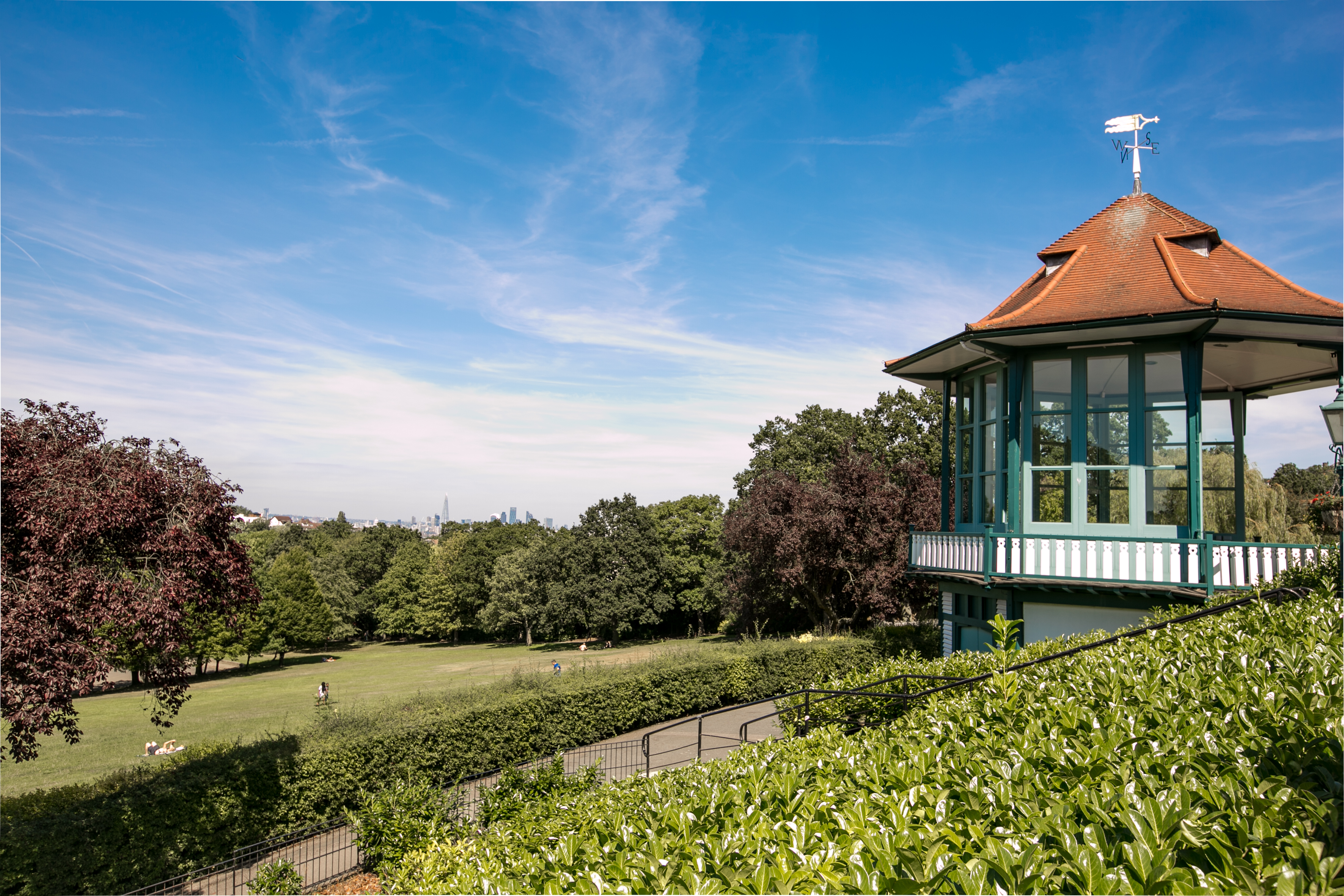 Bandstand at Horniman Museum, a charming gazebo for outdoor events in lush gardens.