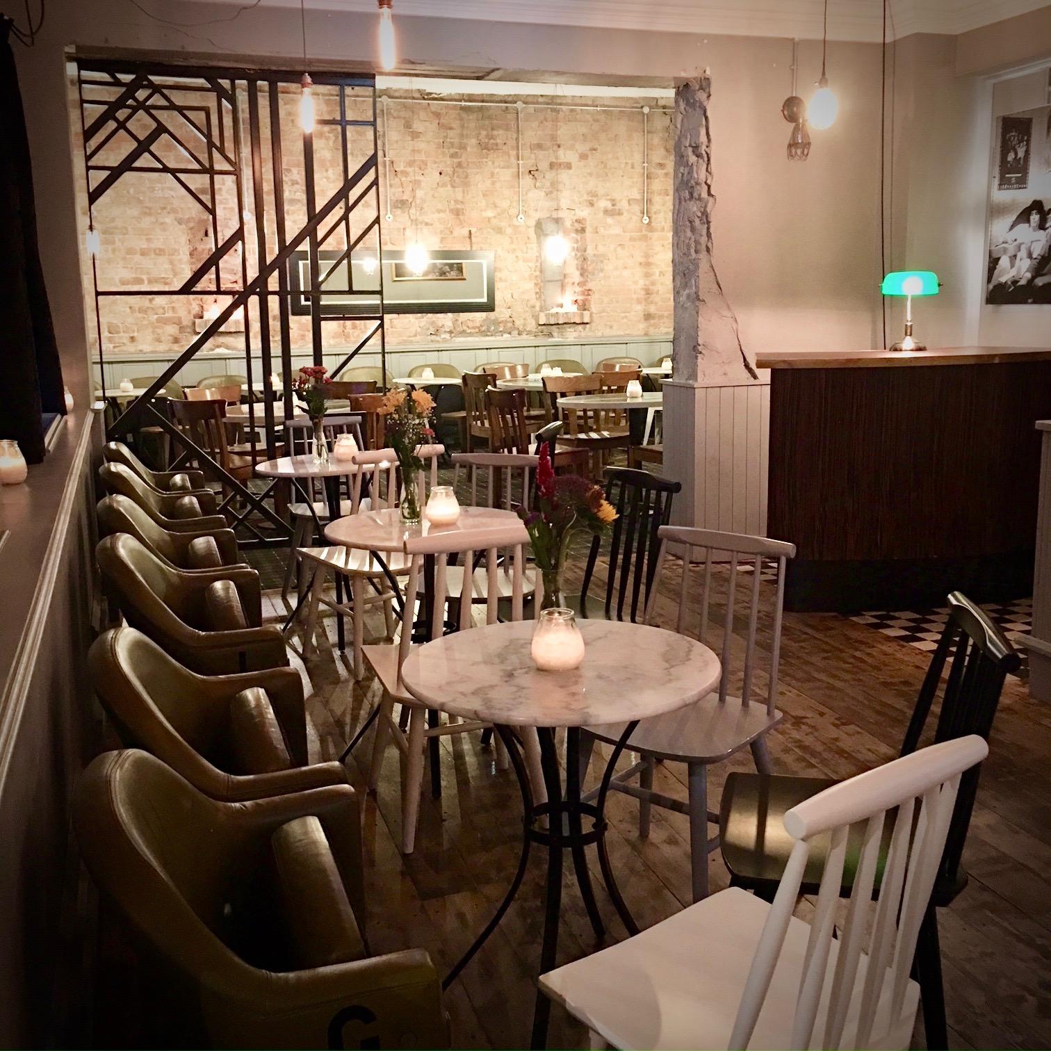 Stylish event space at Dovedale Towers with vintage decor, perfect for gatherings and networking.