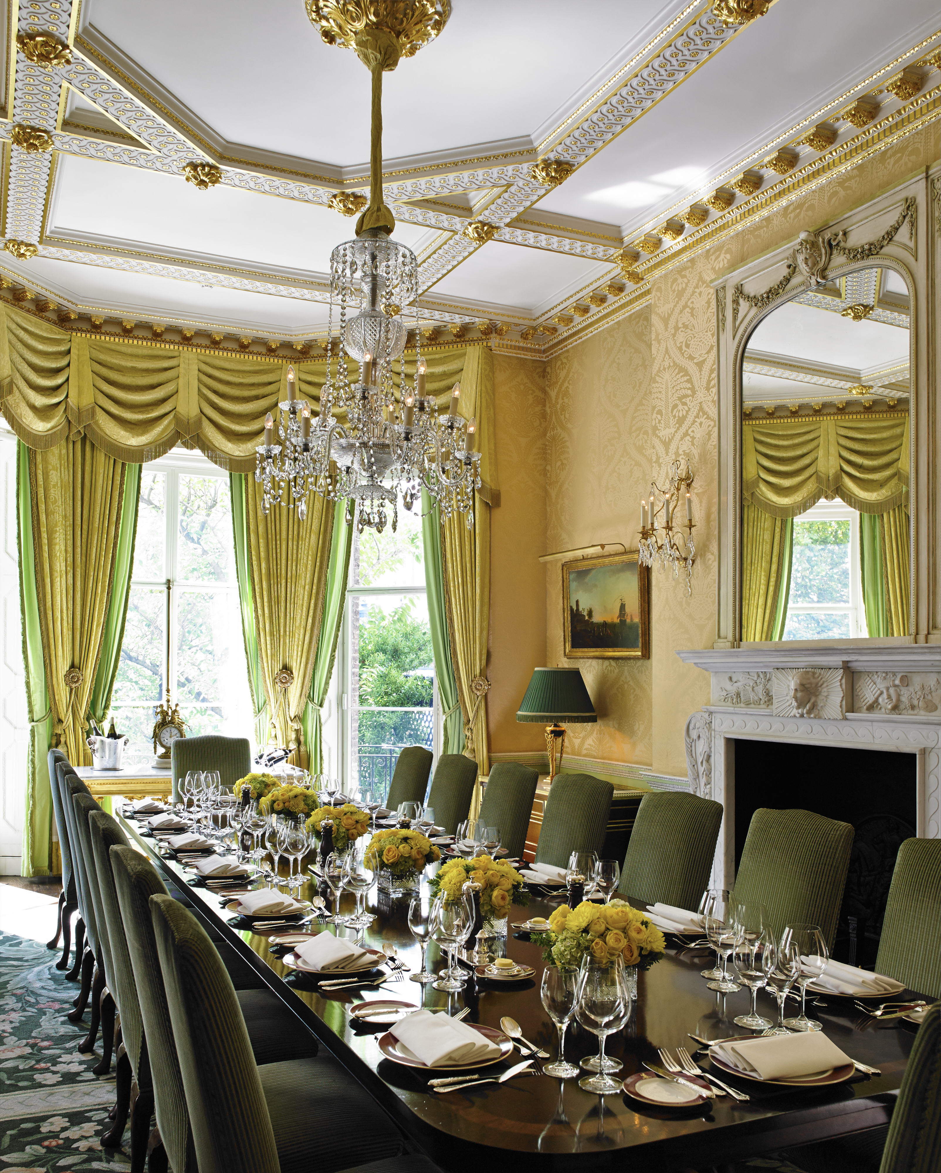 Elegant dining in The Wimborne Room, Ritz London - luxurious decor for formal events.