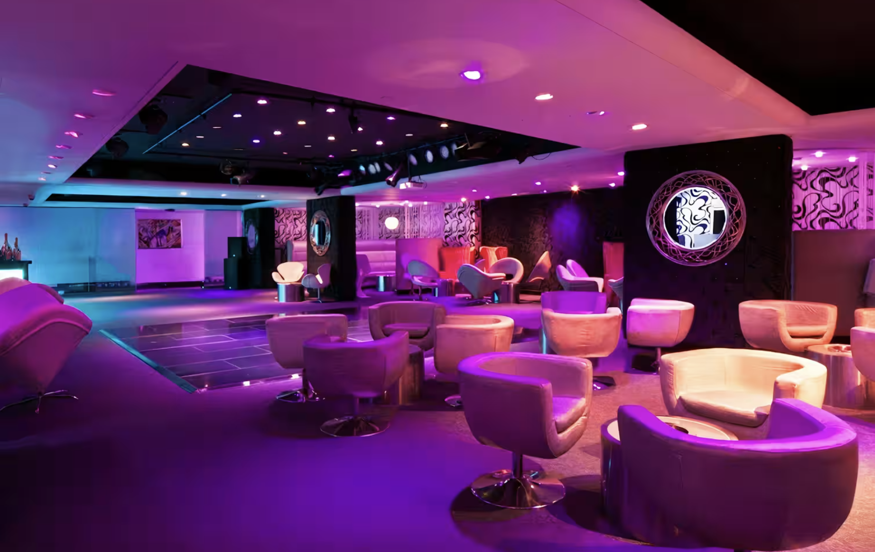 Stylish event space at Club X, Leonardo Royal Hotel, ideal for cocktail receptions.