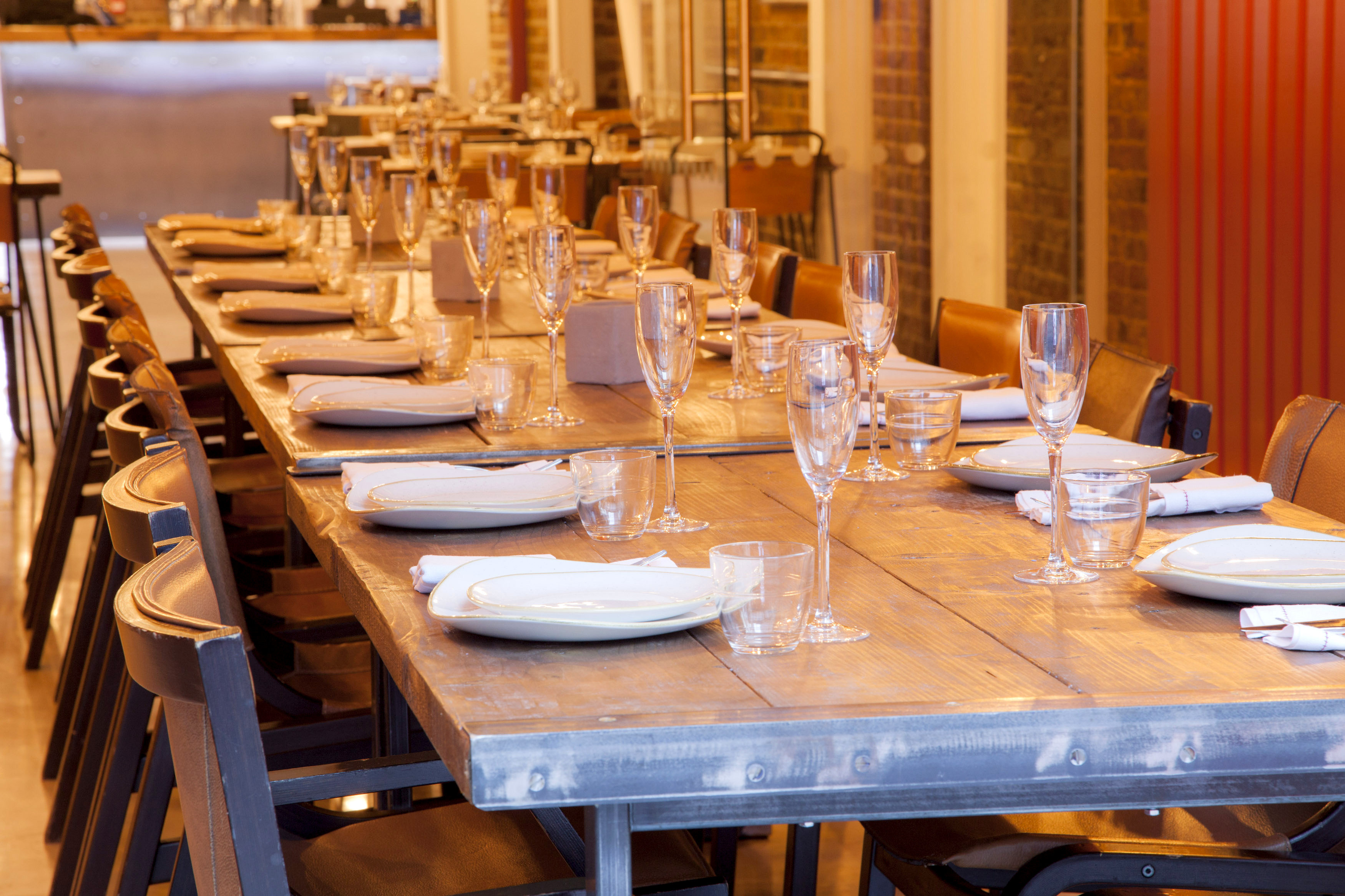 Elegant dining table setup in SAMA Bankside for corporate dinners and special events.