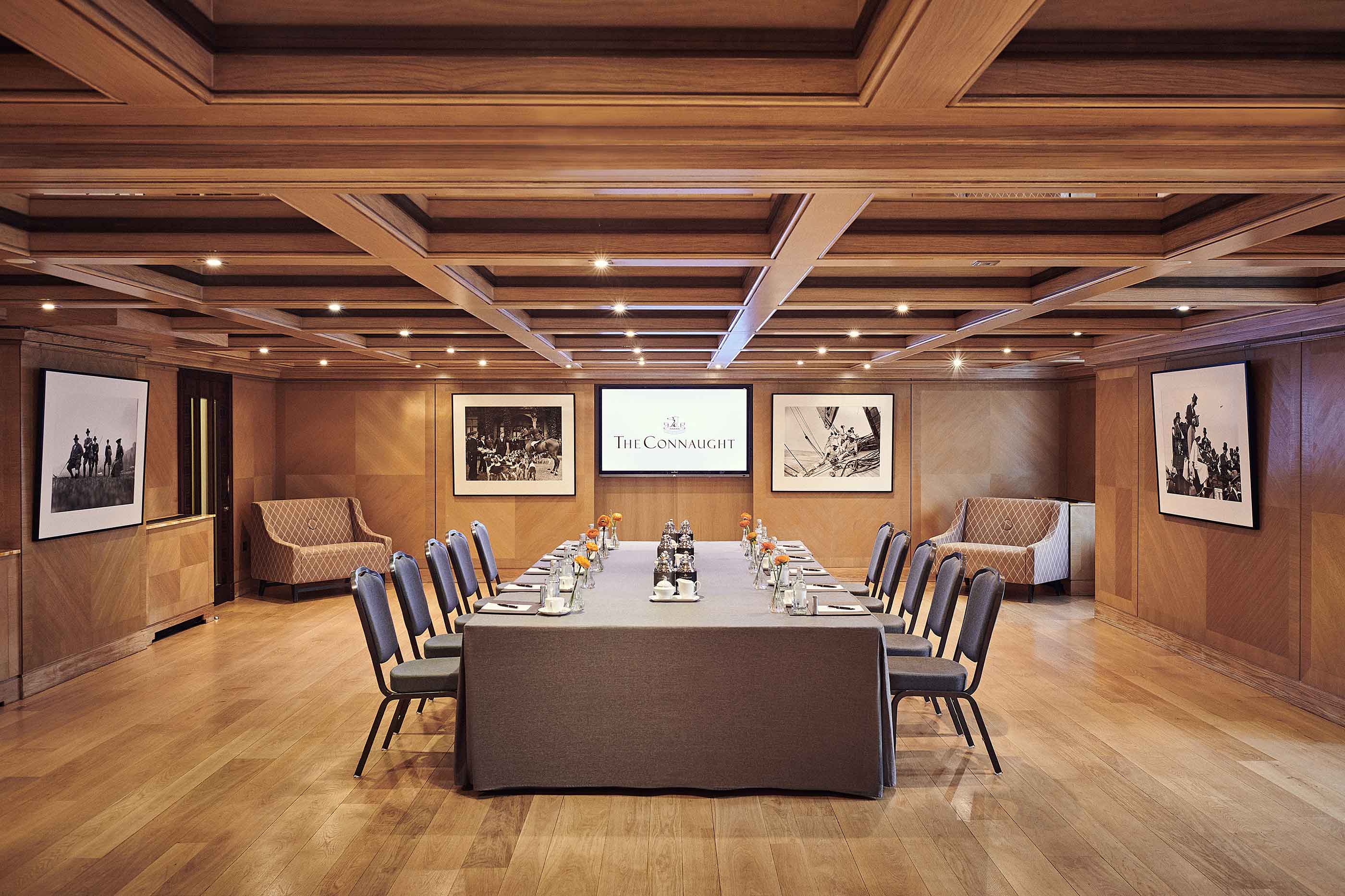 Maple Room at The Connaught: elegant meeting space for corporate events and presentations.