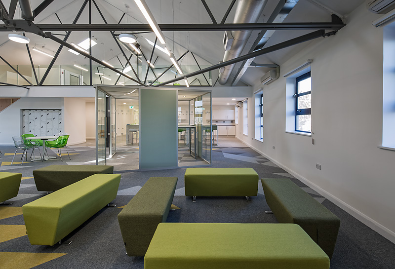 Open space kitchenette at Ada National College, ideal for workshops and collaboration.
