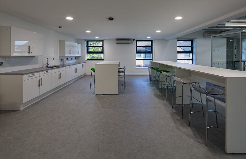 Modern kitchenette area in Ada National College for Digital Skills, perfect for events and meetings.