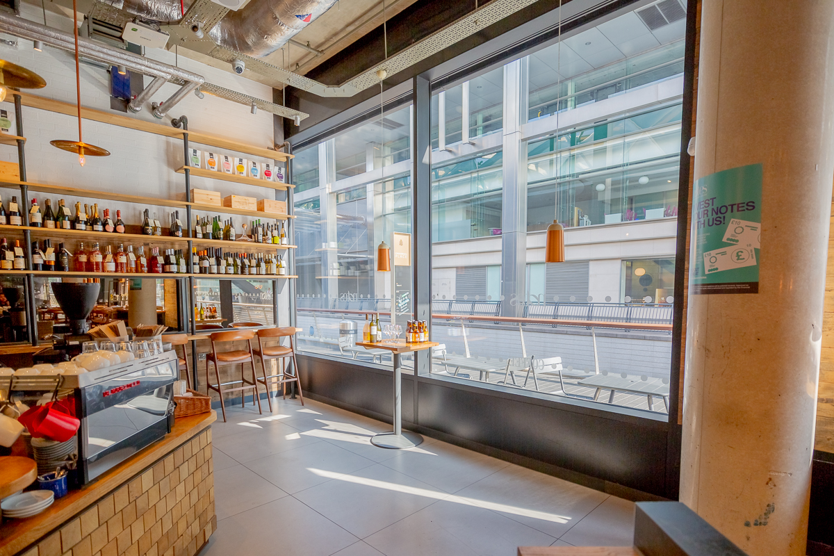 Modern café space in Everyman Canary Wharf, ideal for networking events and meetings.