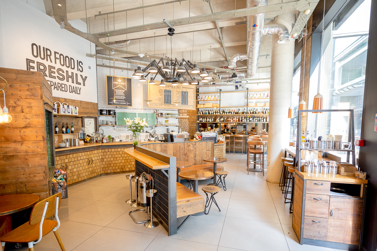 Modern café space in Everyman Canary Wharf, perfect for networking events and meetings.