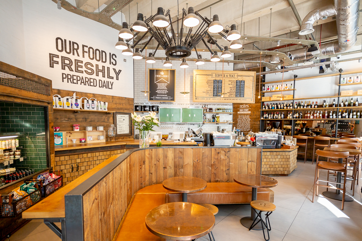 Modern café at Everyman Canary Wharf, perfect for networking events and informal meetings.