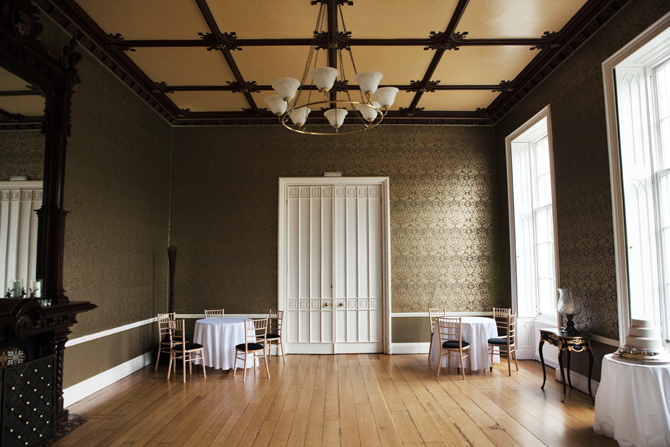 Elegant event space at Nonsuch Mansion with high ceilings, perfect for receptions and meetings.