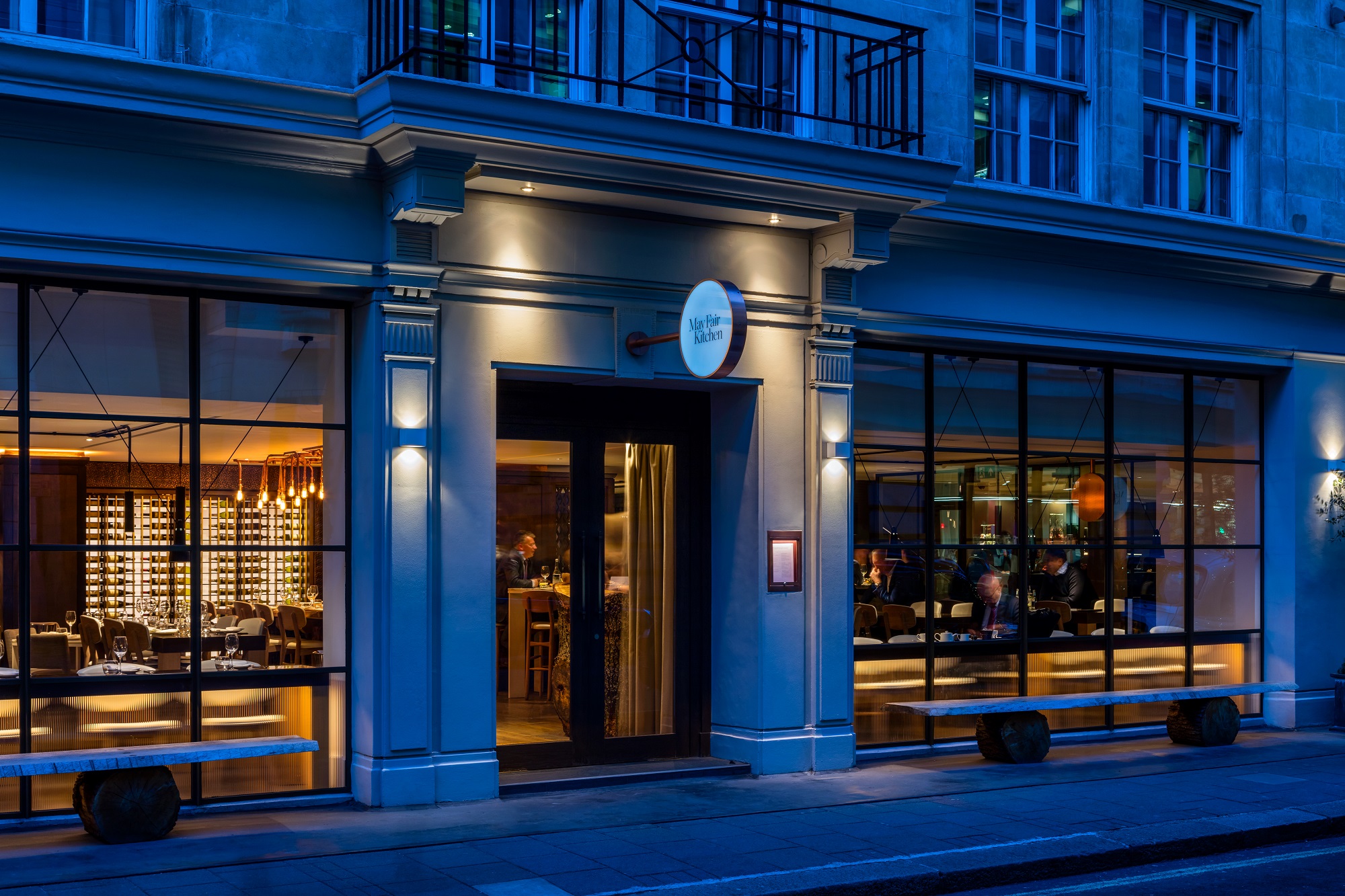 May Fair Theatre exterior, modern design, ideal for corporate dinners and private events.