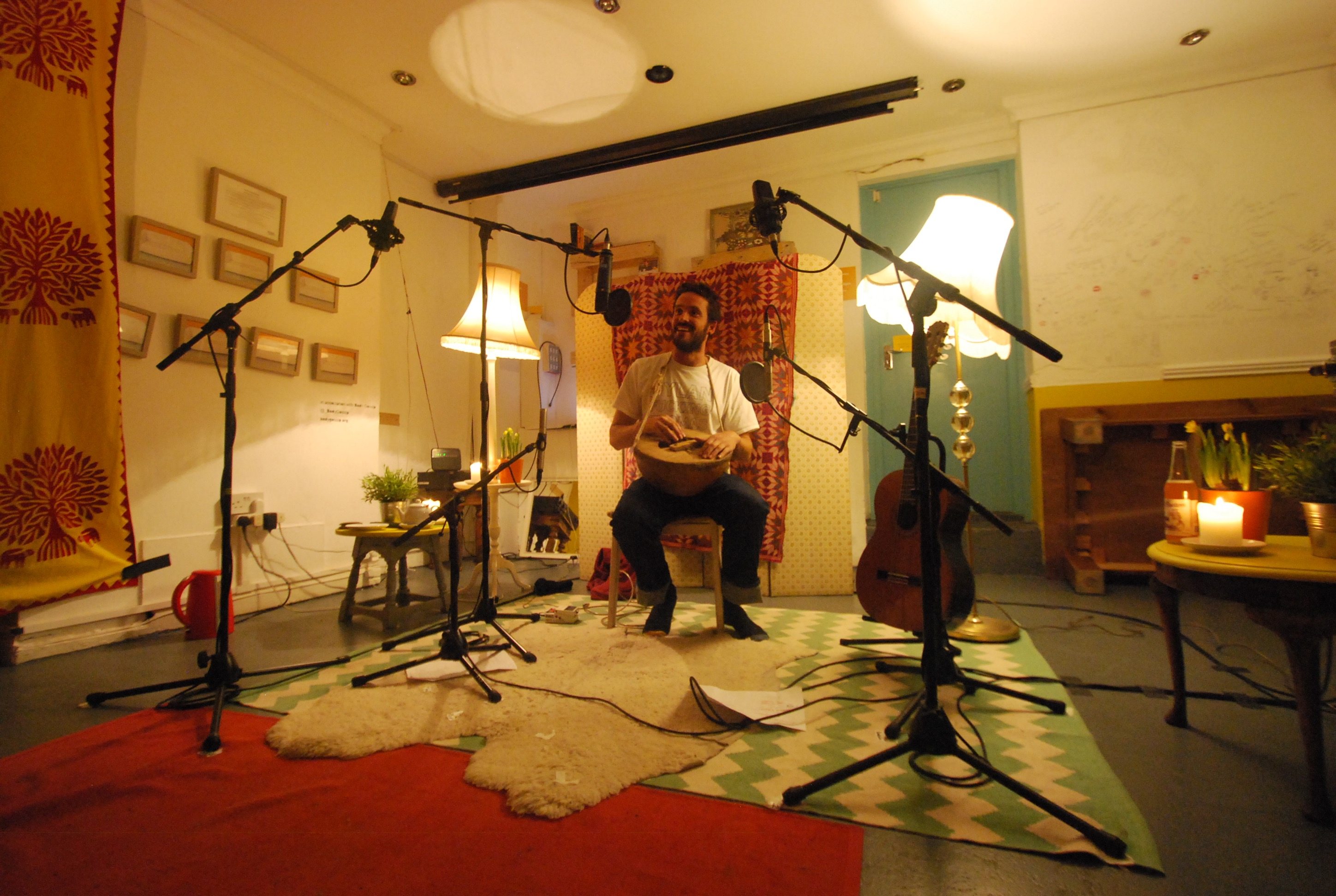 Intimate music event space with cozy lighting, perfect for live performances.