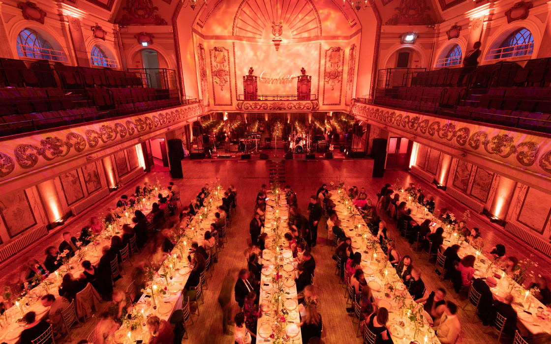 Elegant banquet hall in Shoreditch Town Hall, ideal for upscale events and networking.