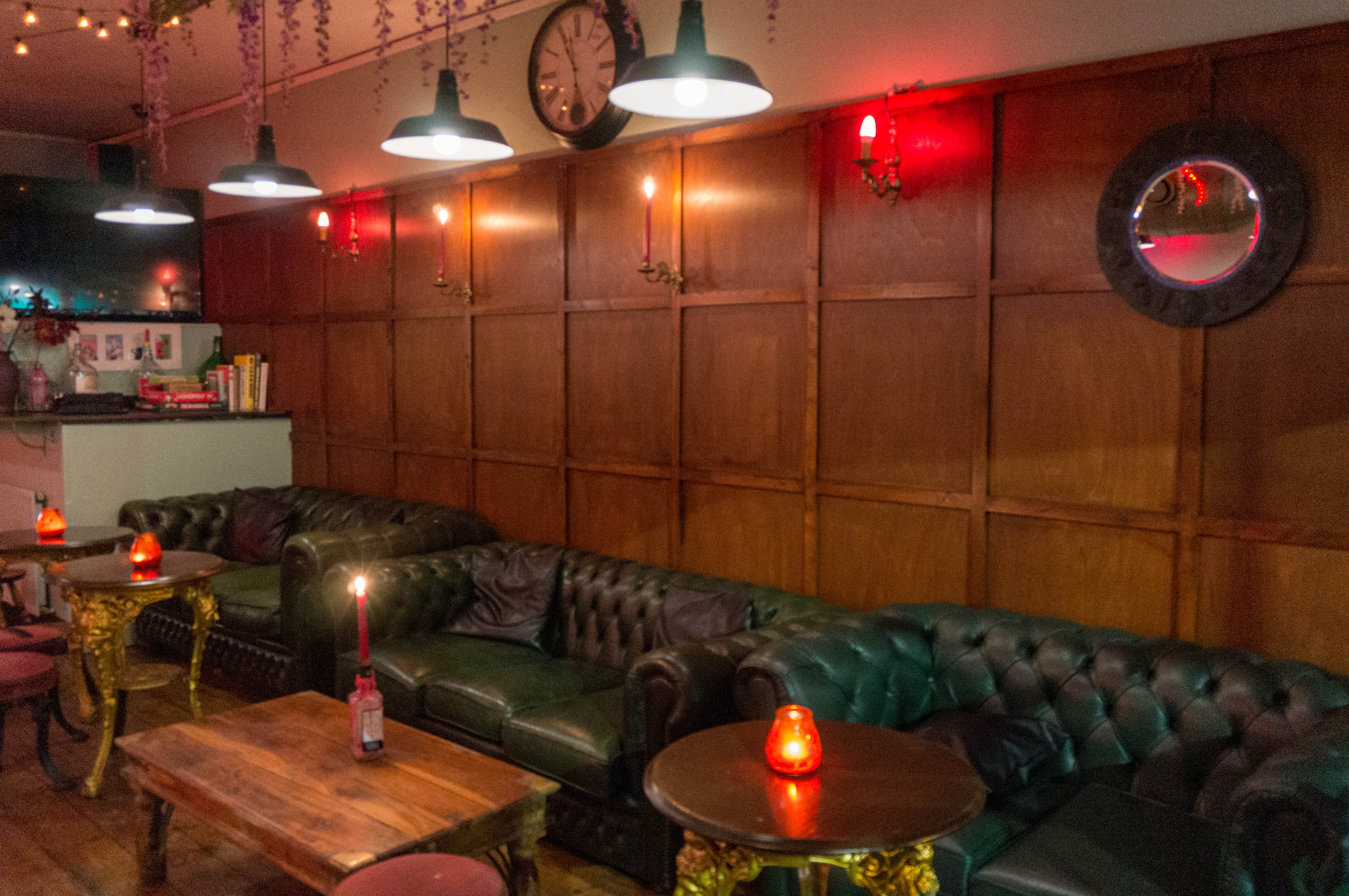 Cozy Main Bar in T-Bird with vintage decor, perfect for networking events and gatherings.