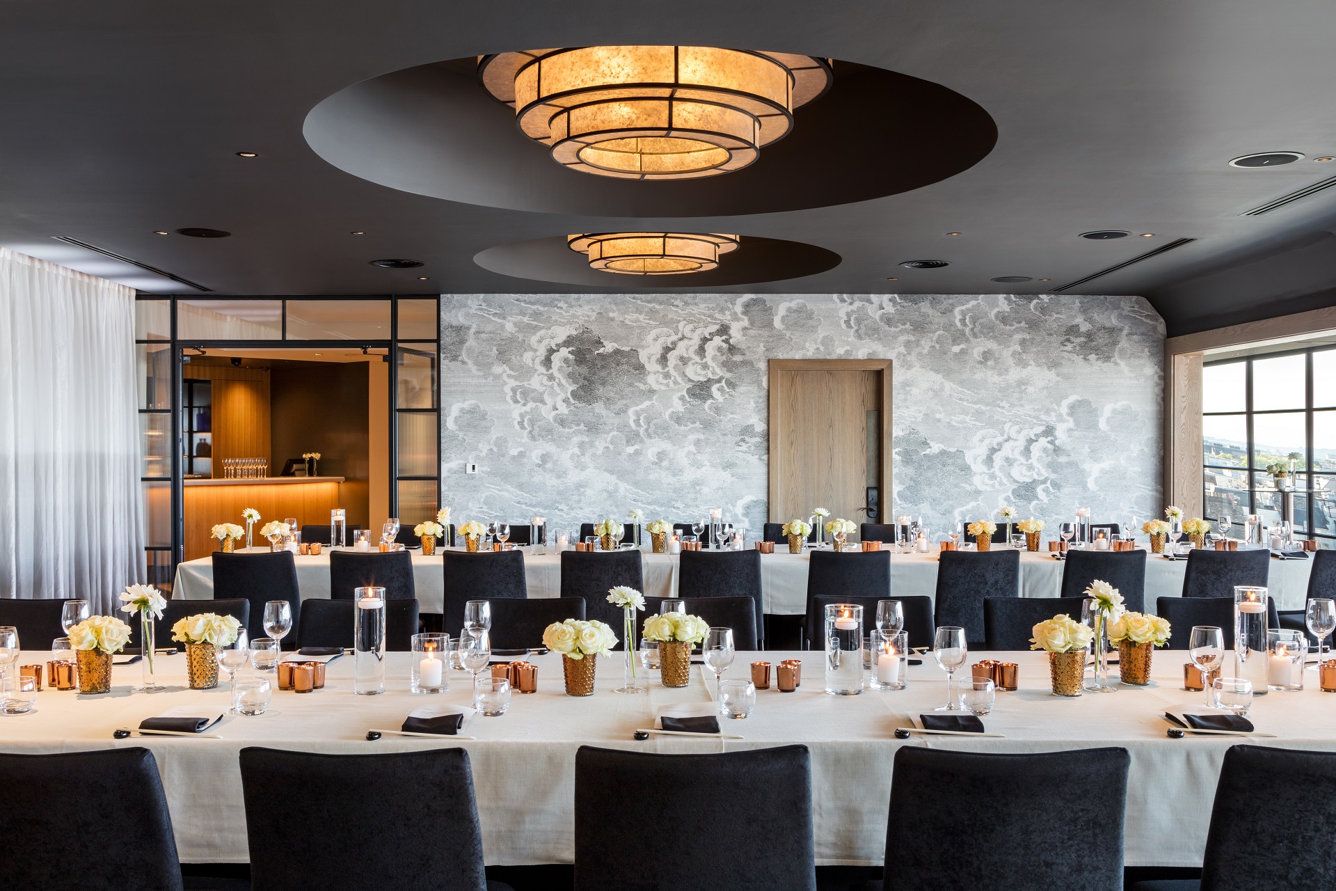 Penthouse Suite at Radisson Blu, elegant table setup for corporate events in London.