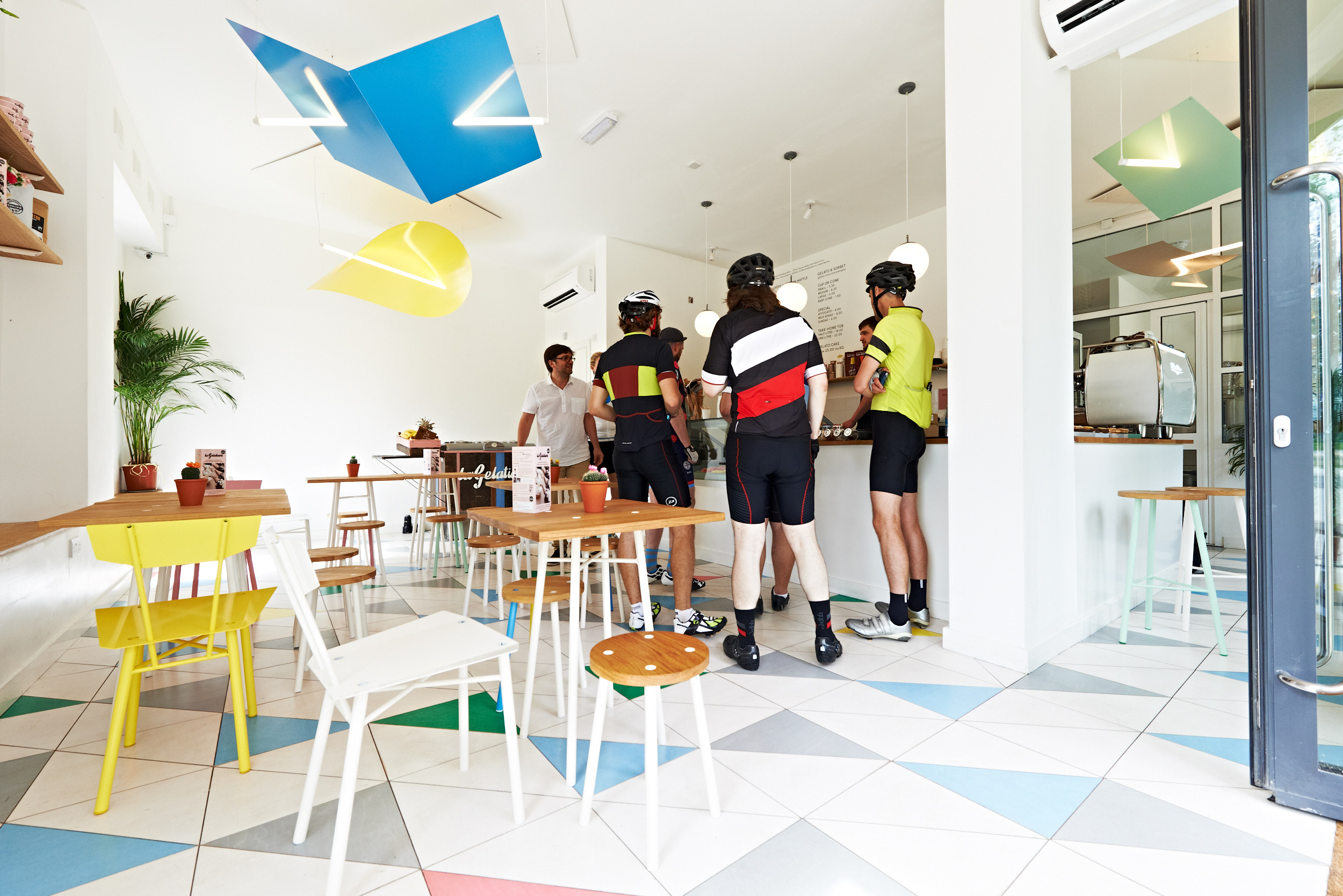 Vibrant gelato café in La Gelatiera, perfect for networking and active lifestyle events.