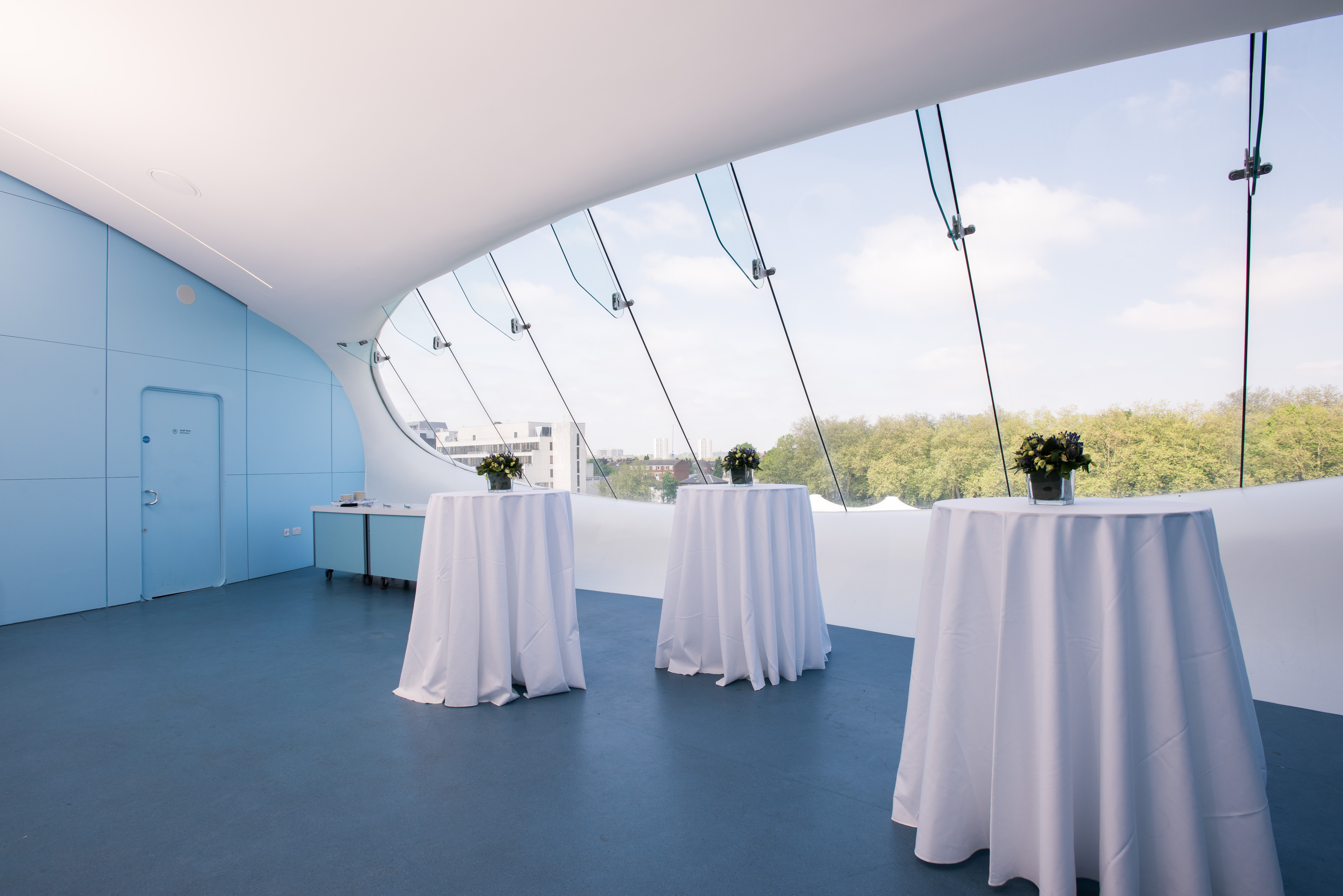 J.P. Morgan Media Centre at Lord's Cricket Ground, modern event space for receptions.