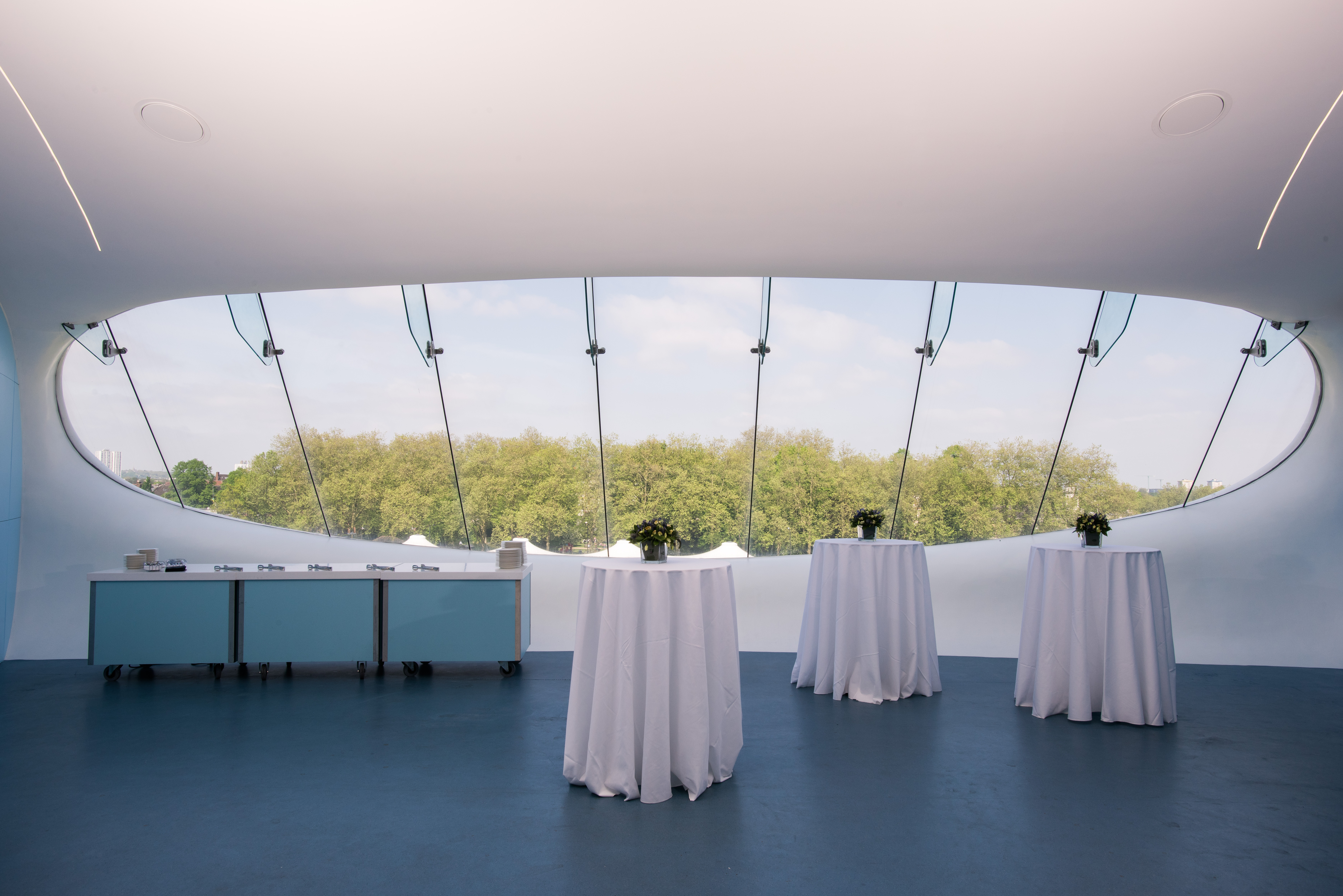 J.P. Morgan Media Centre at Lord's Cricket Ground, modern event space for receptions.