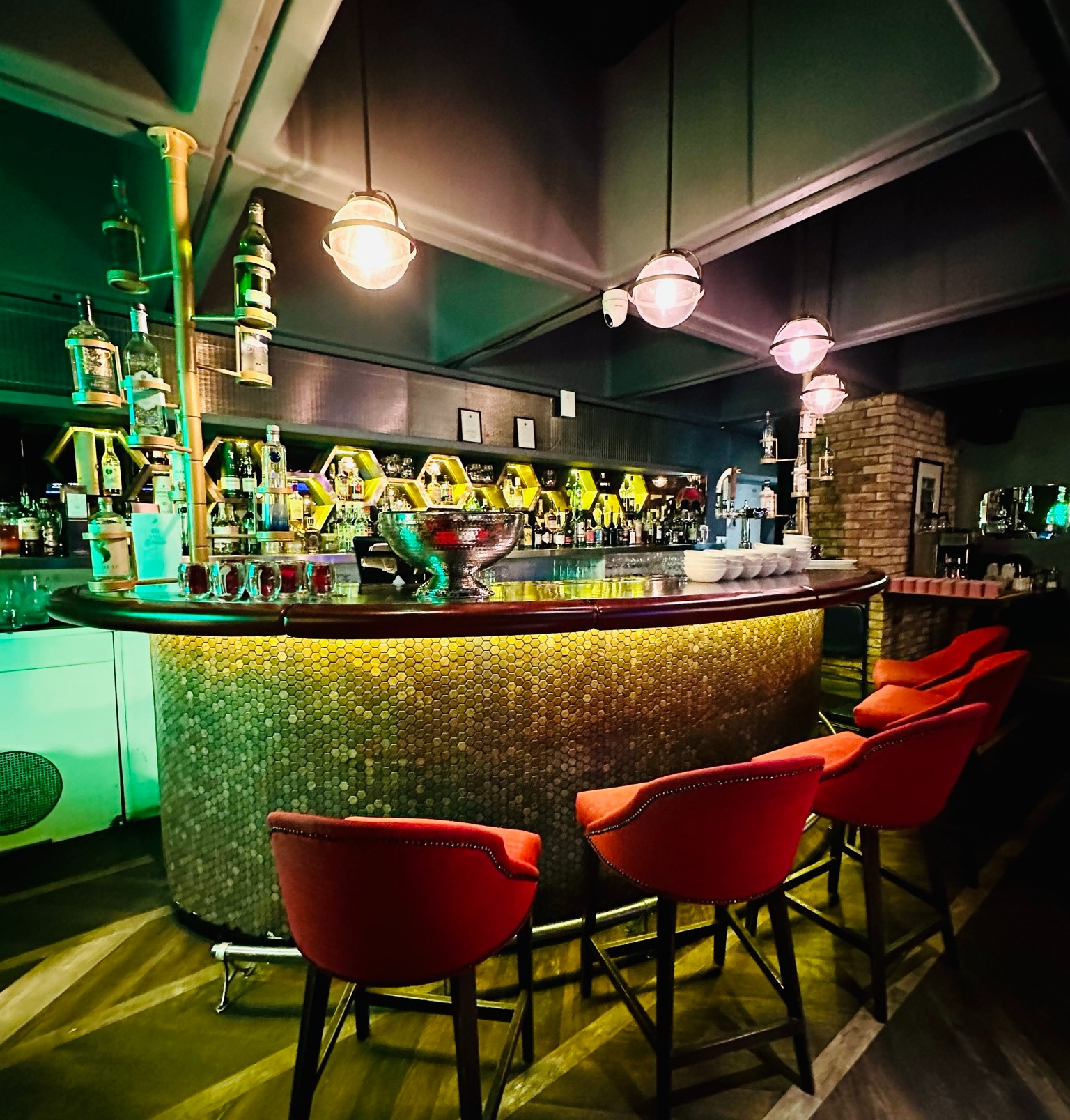 Stylish bar area at All Star Lanes, ideal for networking events and cocktail receptions.