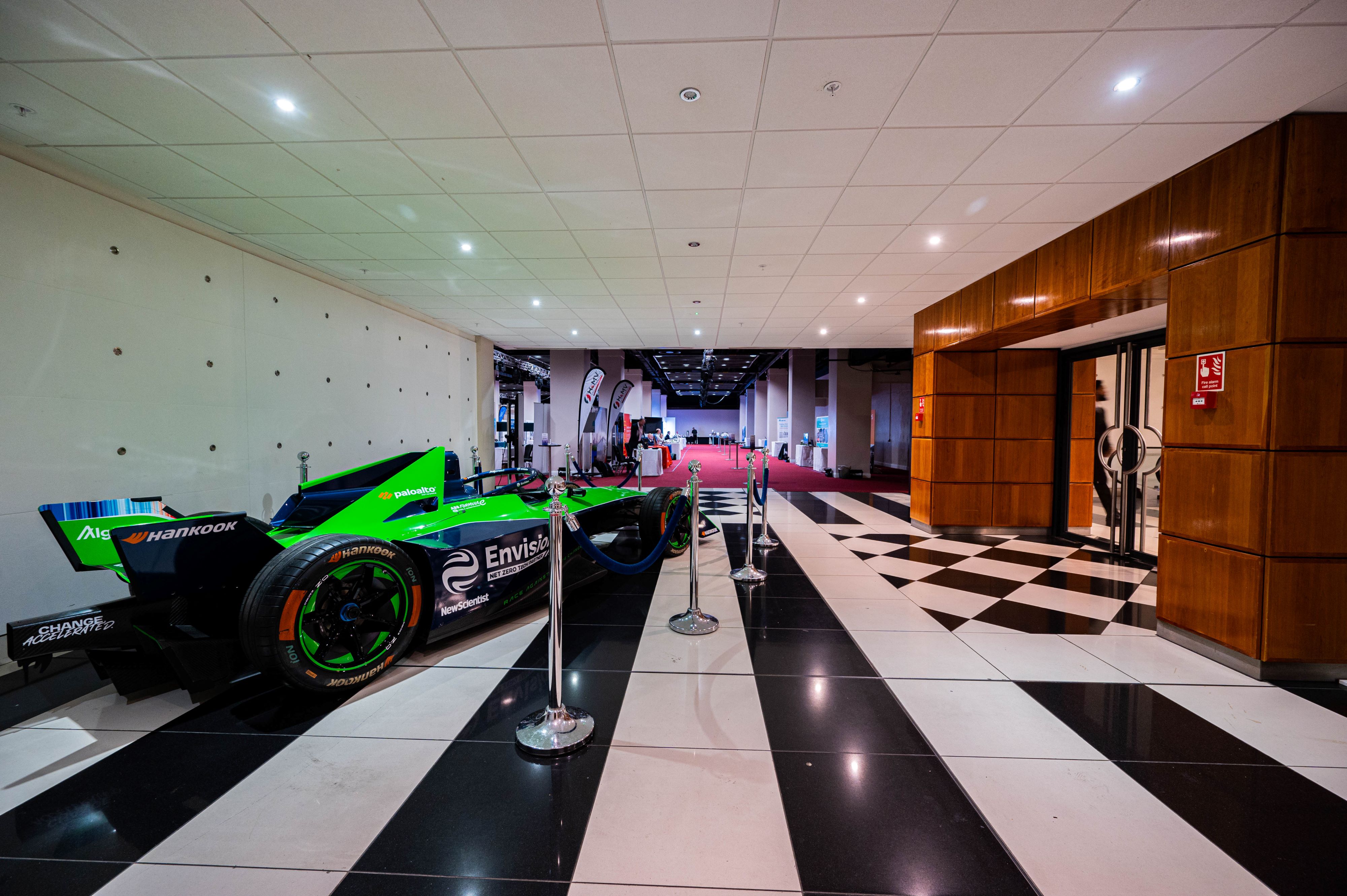 Chablis Suite at Novotel London West with race car, ideal for exhibitions and networking events.
