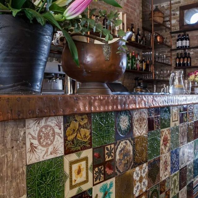 Whole Venue at Rullo’s bar with intricate tile work, ideal for networking events.