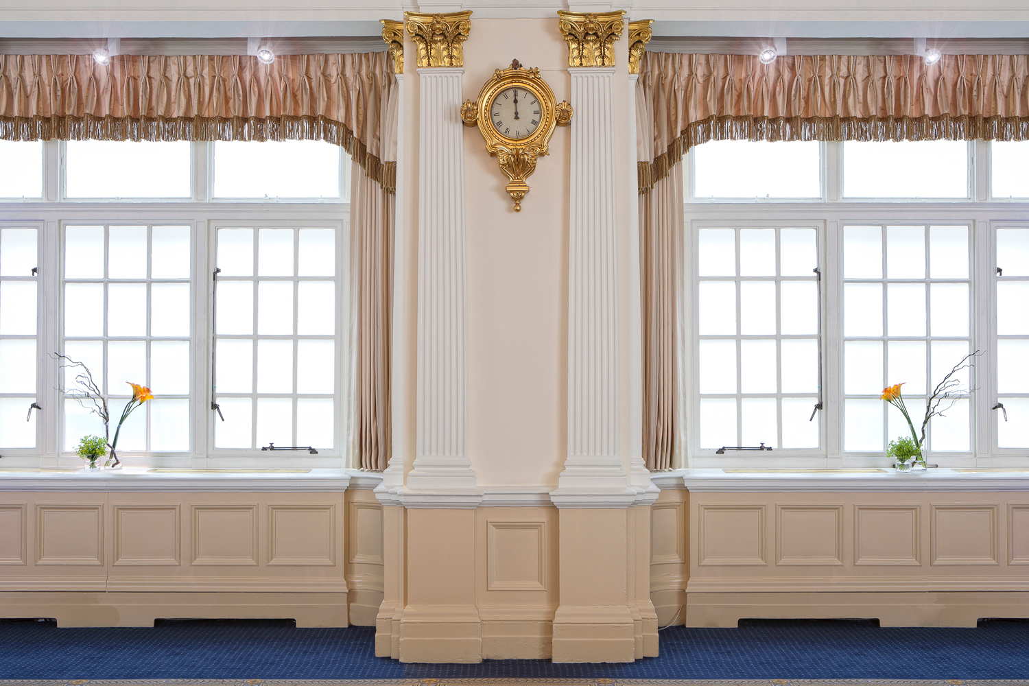 Elegant event space at Burton, 116 Pall Mall, with ornate columns and natural light.