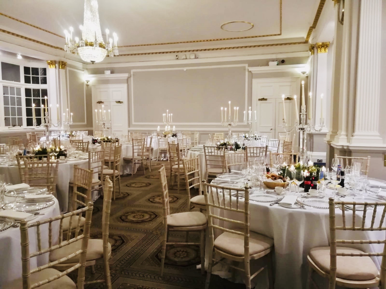 Elegant banquet room at Burton, 116 Pall Mall, ideal for weddings and corporate events.