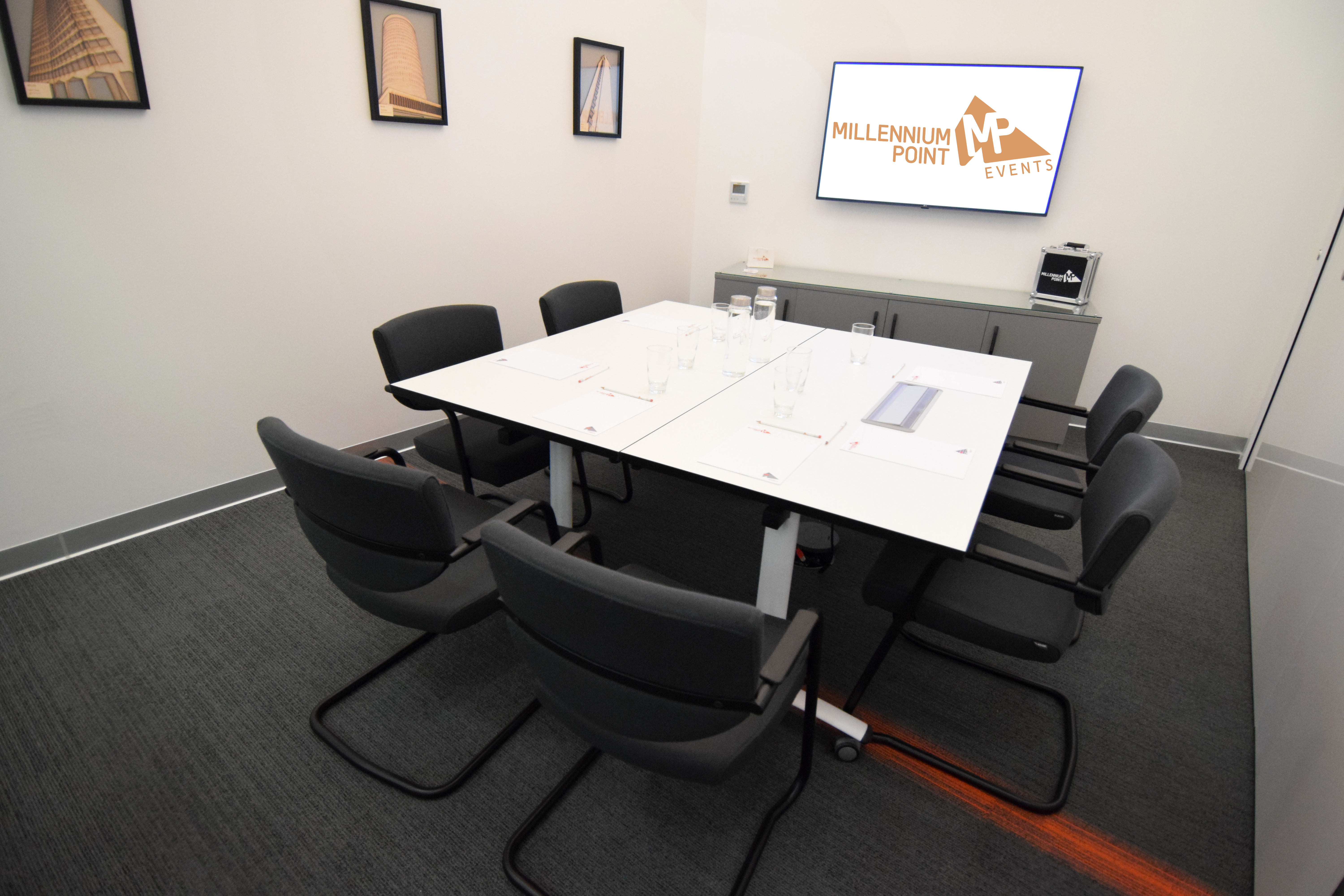 Modern meeting room at CONNECT Event Space, ideal for corporate events and presentations.