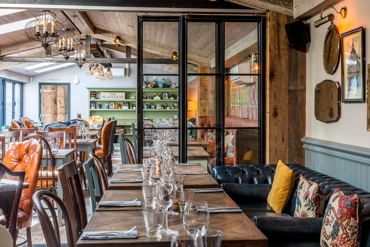 Stylish dining space at The Belvadere, perfect for meetings and events.