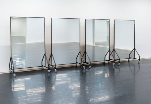 Mobile mirrors in Studio Wayne McGregor for interactive events and engagement.