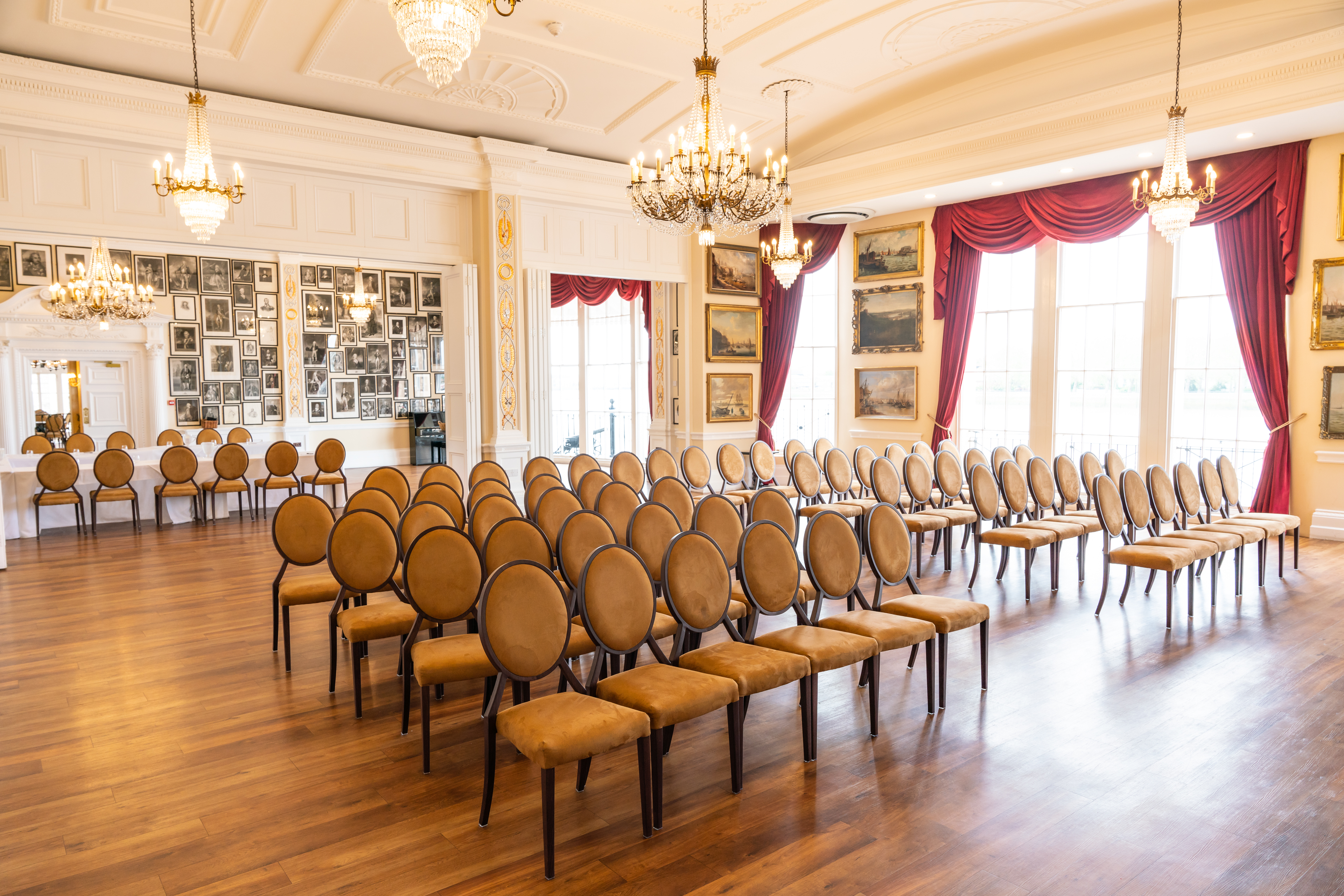 Elegant Nelson Room at Trafalgar Tavern, perfect for corporate meetings and seminars.