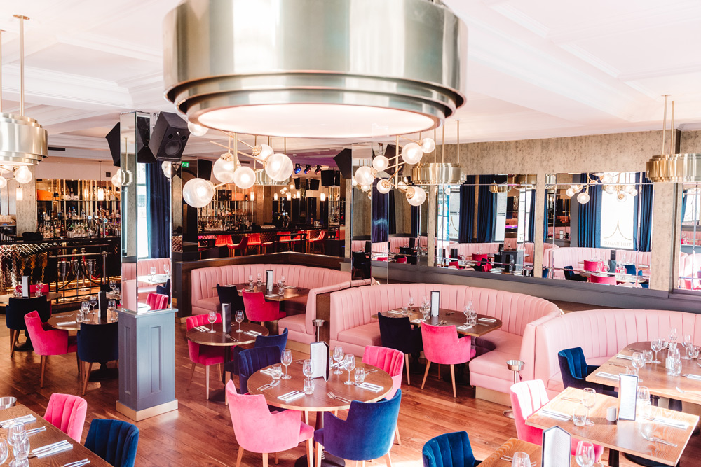 Stylish restaurant in Sugar Hut Liverpool, ideal for events with vibrant decor and flexible seating.