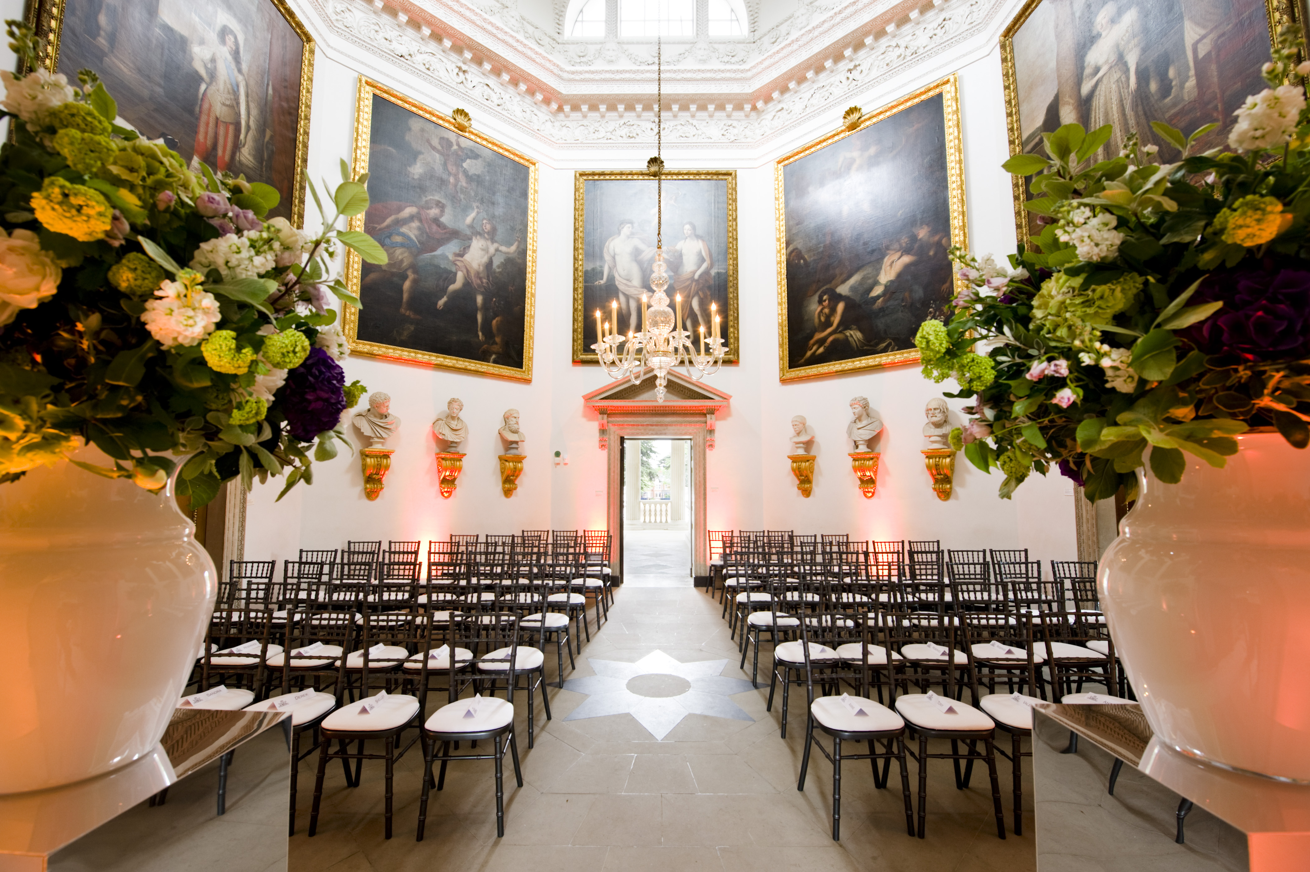 Chiswick House event space with elegant floral arrangements for weddings and gatherings.