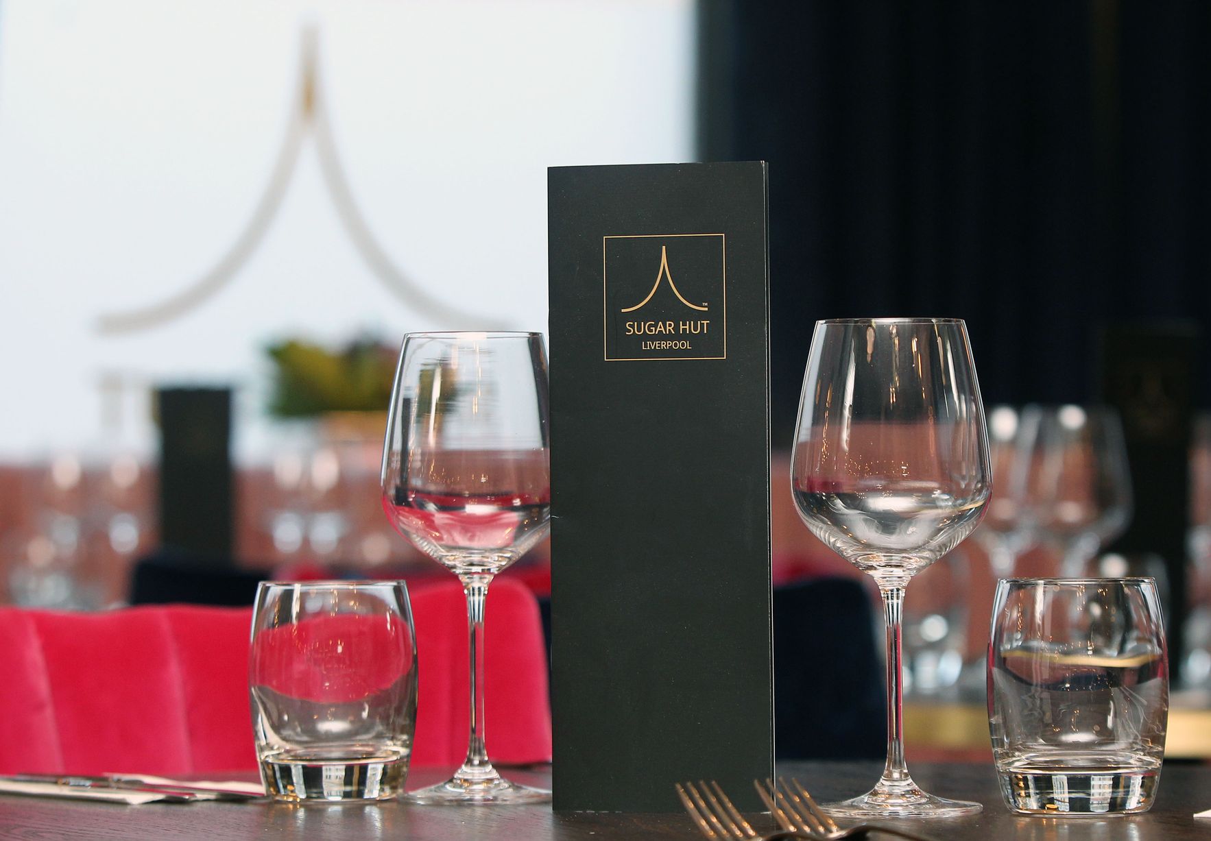 Elegant table setting at Sugar Hut Liverpool for upscale events and private gatherings.