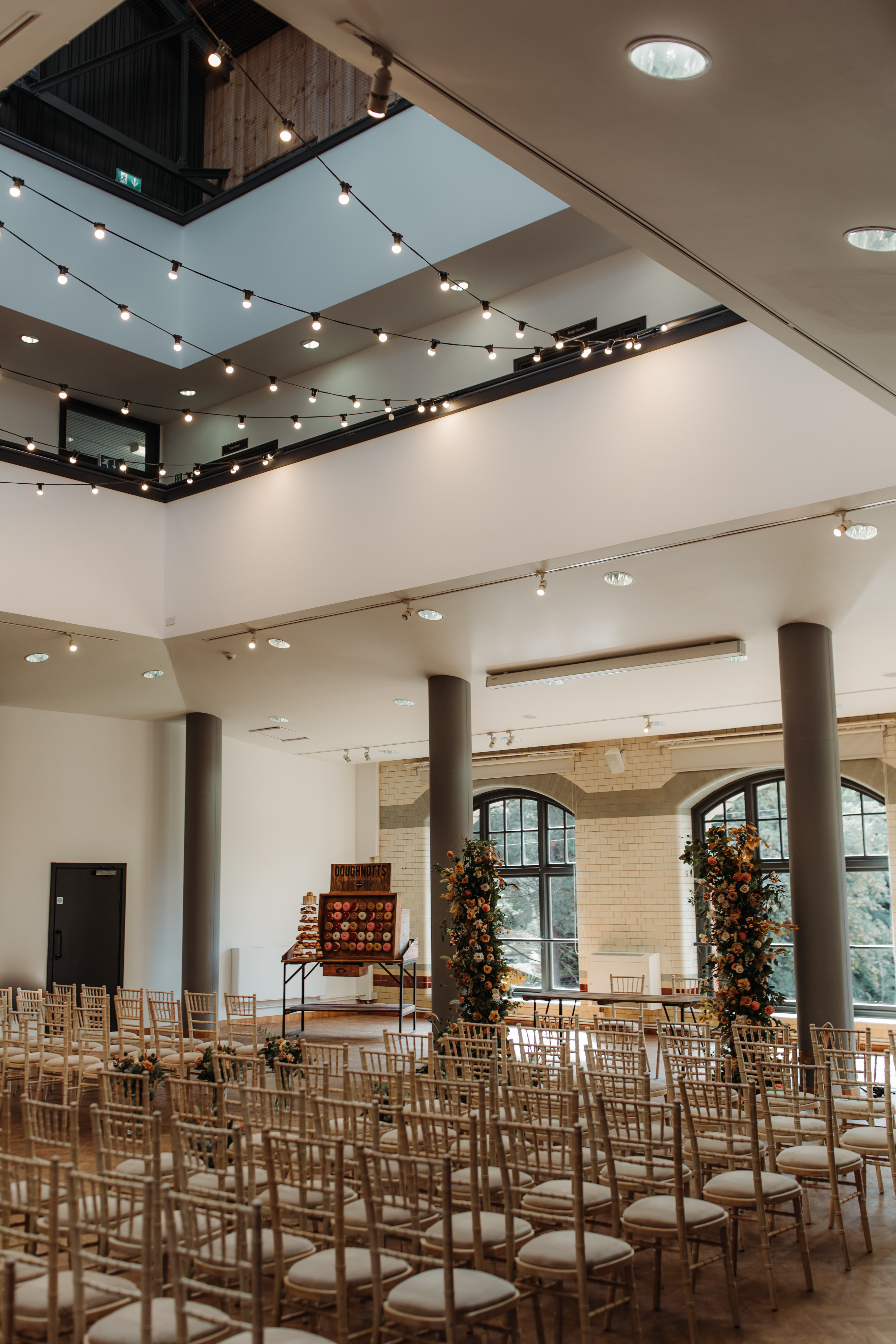 Spacious Engine Hall venue with high ceilings for meetings and gatherings.