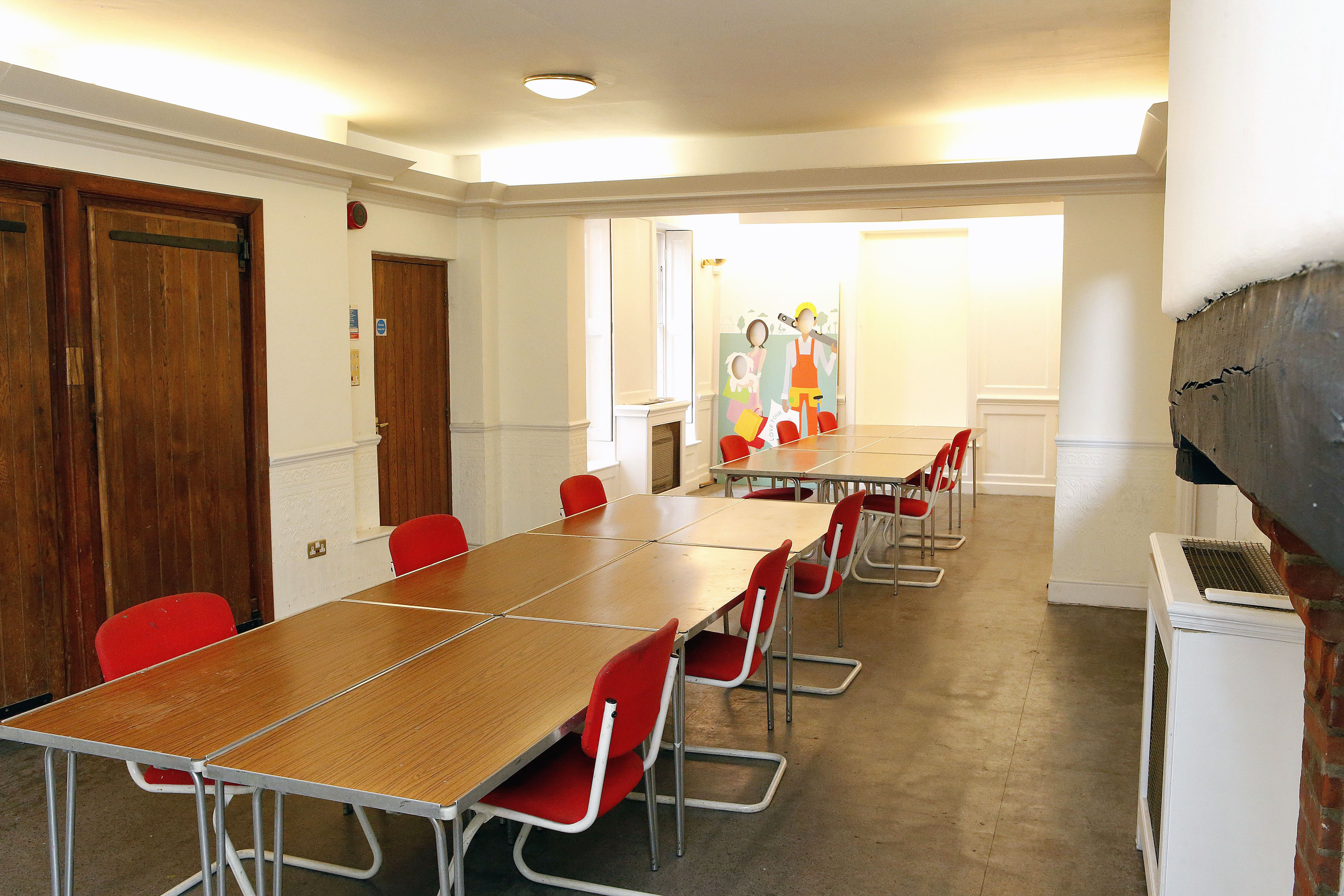 Ground Floor Salisbury Room with modular tables, ideal for workshops and conferences.
