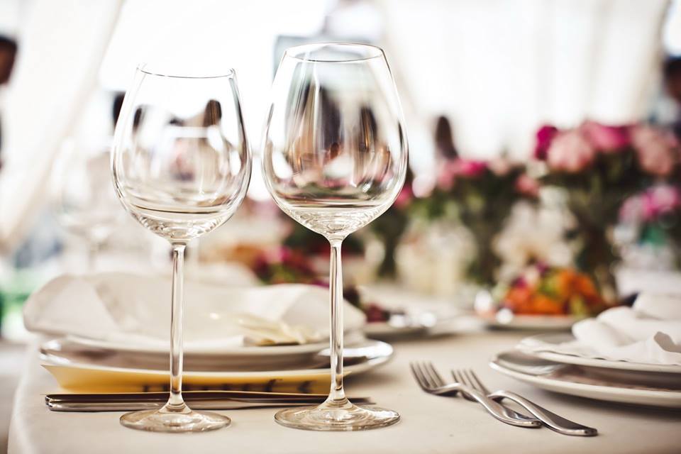 Elegant dining table setup at The Pumping House for upscale corporate events.