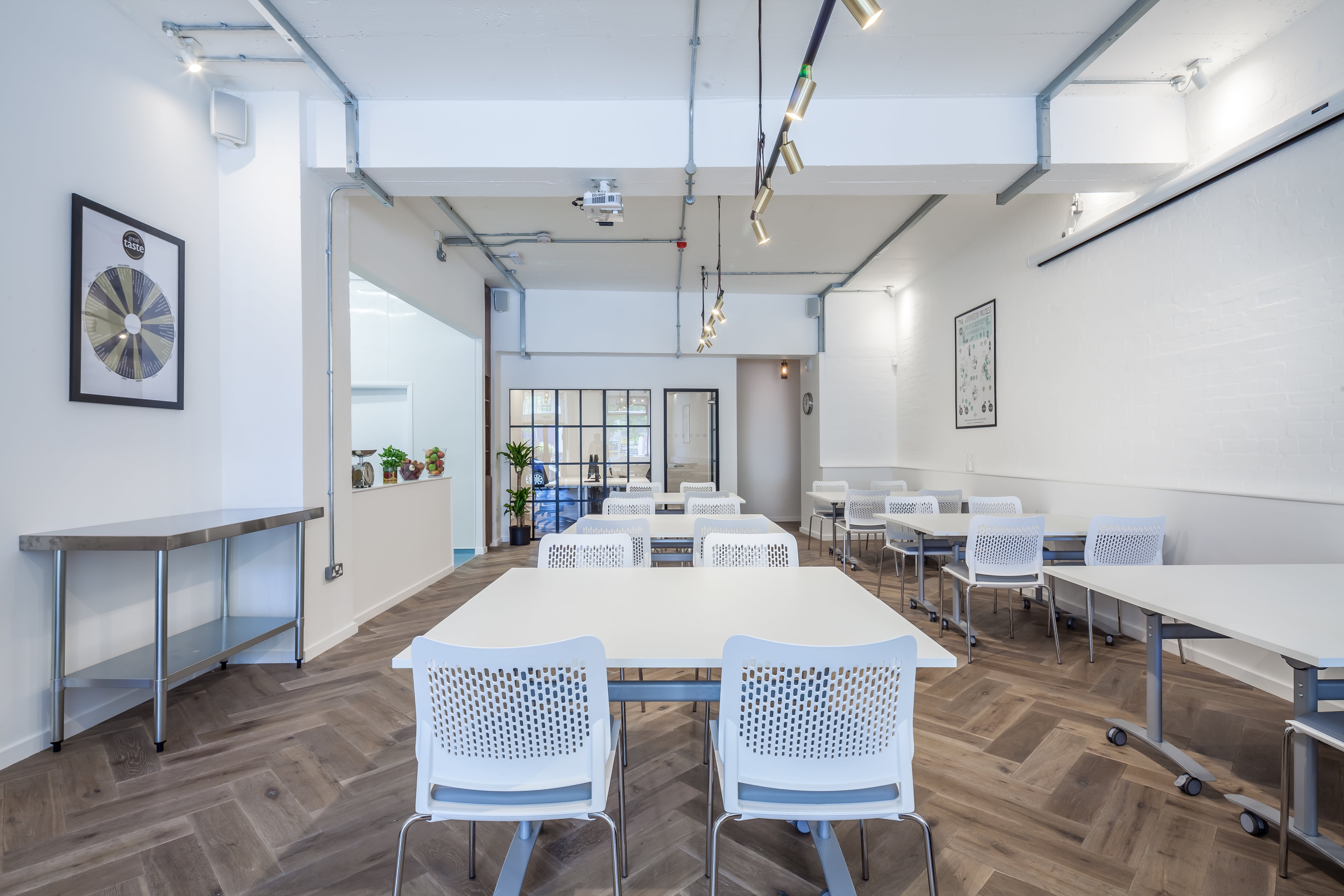 Versatile meeting space in Guild of Fine Food, ideal for workshops and conferences.